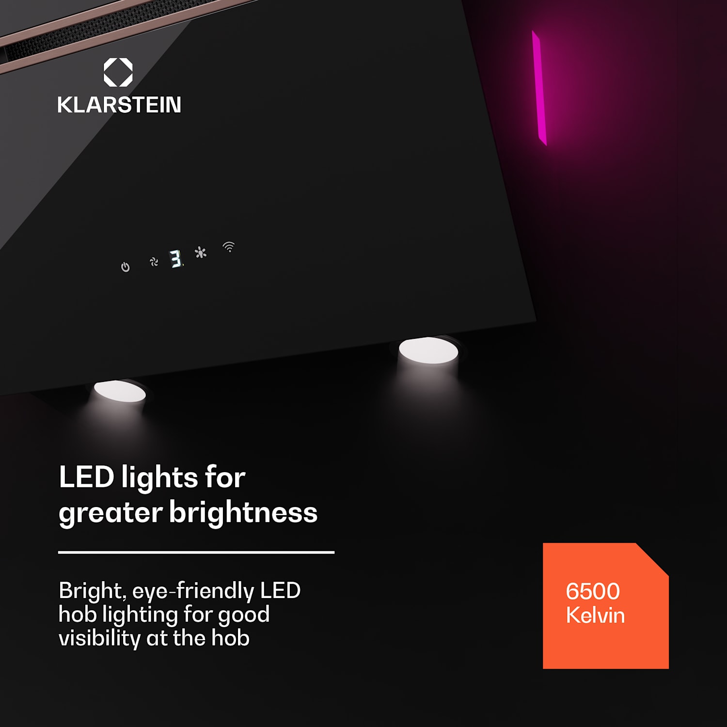 Alina 3.0 60 Smart, okap kuchenny przyścienny, skośny, 60 cm, 600 m³/h, wyświetlacz LED, oświetlenie ambientowe, Wi-Fi