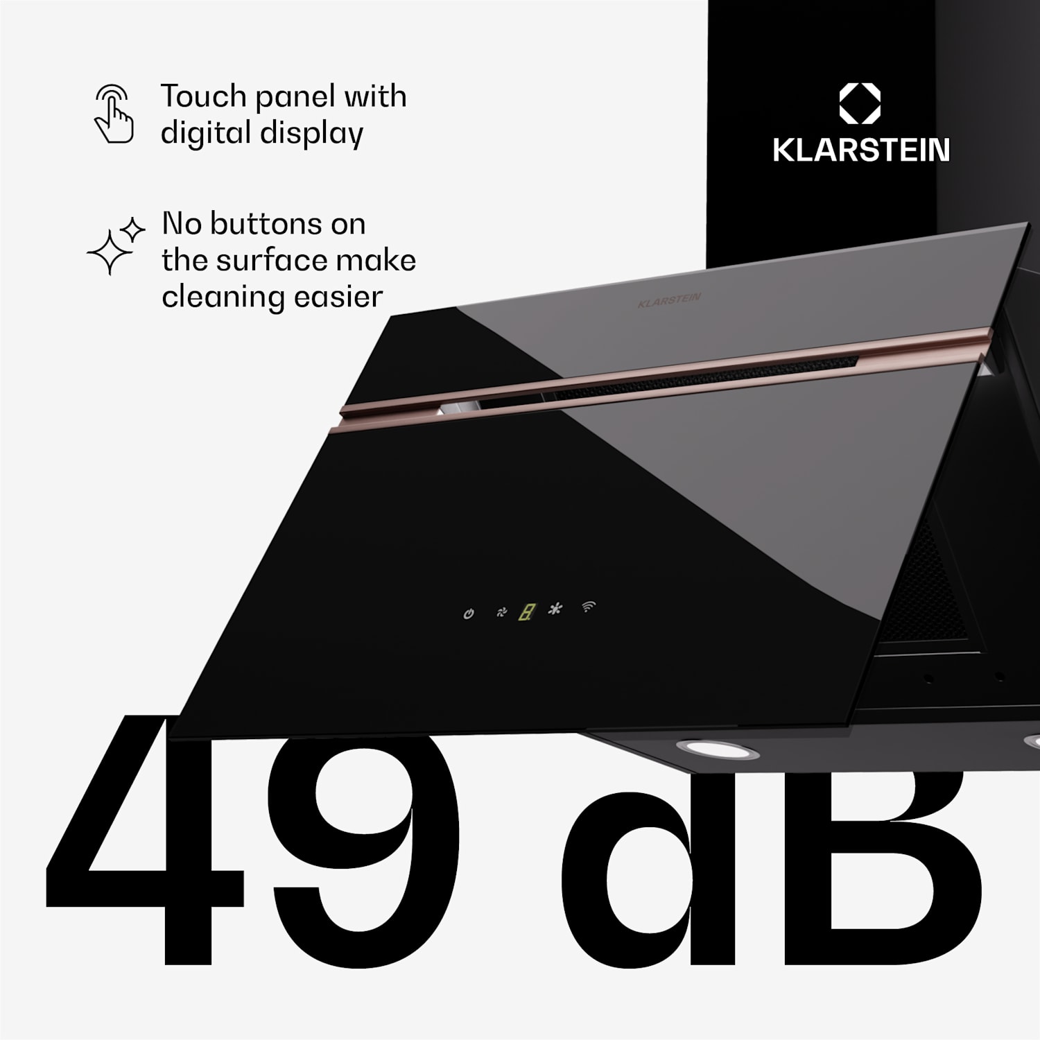 Alina 3.0 60 Smart, okap kuchenny przyścienny, skośny, 60 cm, 600 m³/h, wyświetlacz LED, oświetlenie ambientowe, Wi-Fi