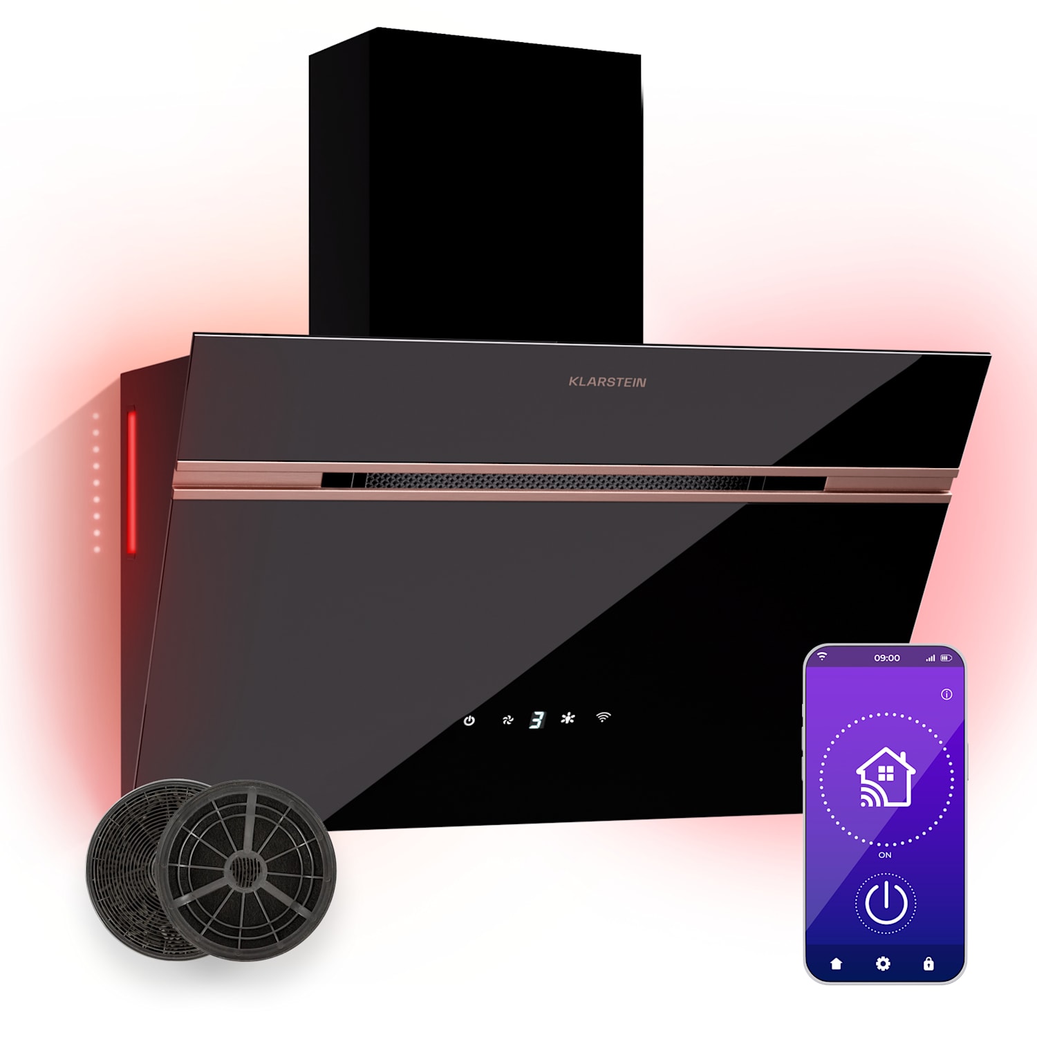Alina 3.0 60 Smart, okap kuchenny przyścienny, skośny, 60 cm, 600 m³/h, wyświetlacz LED, oświetlenie ambientowe, Wi-Fi