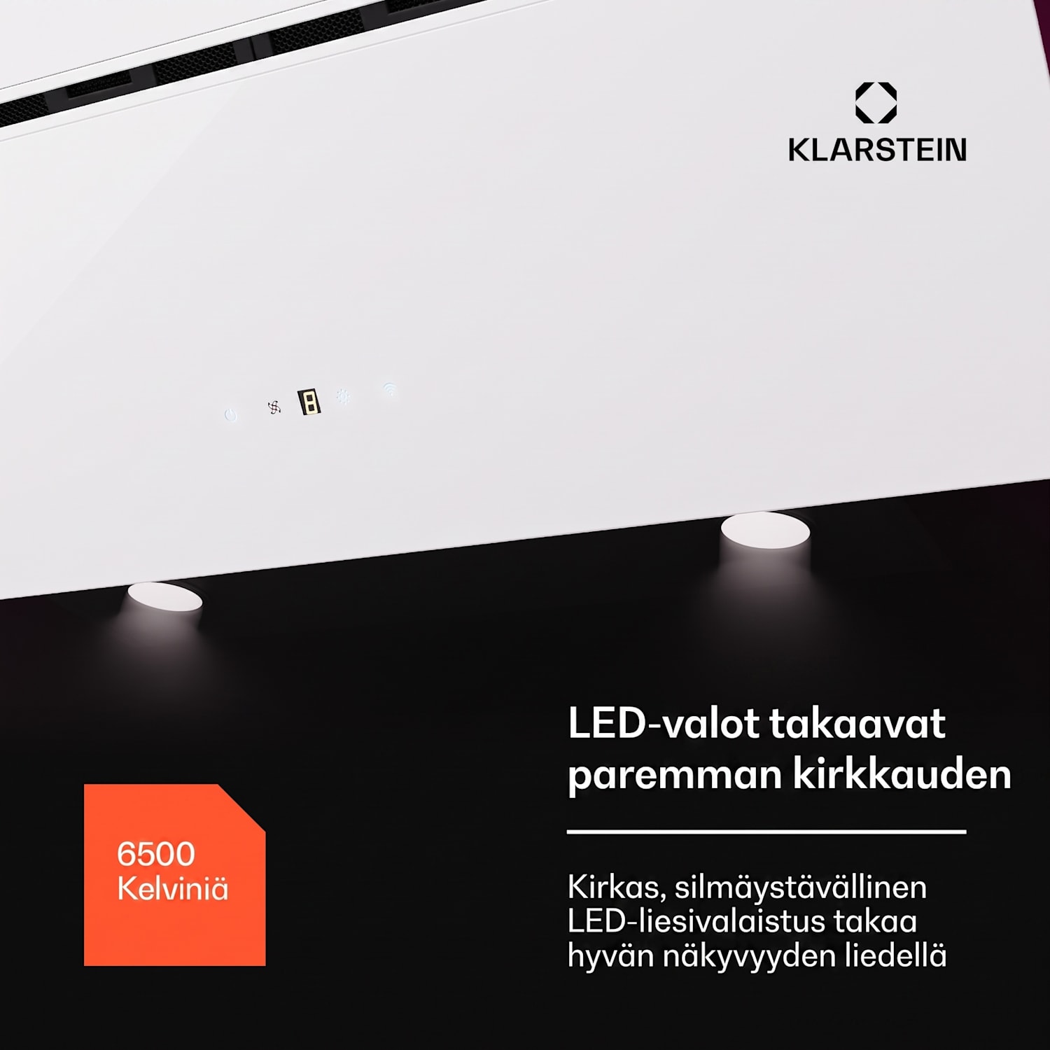 Alina 3.0 90 liesituuletin 90 cm 600 m³/h LED-näyttö tunnelmavalo WiFi 90 cm | Valkoinen