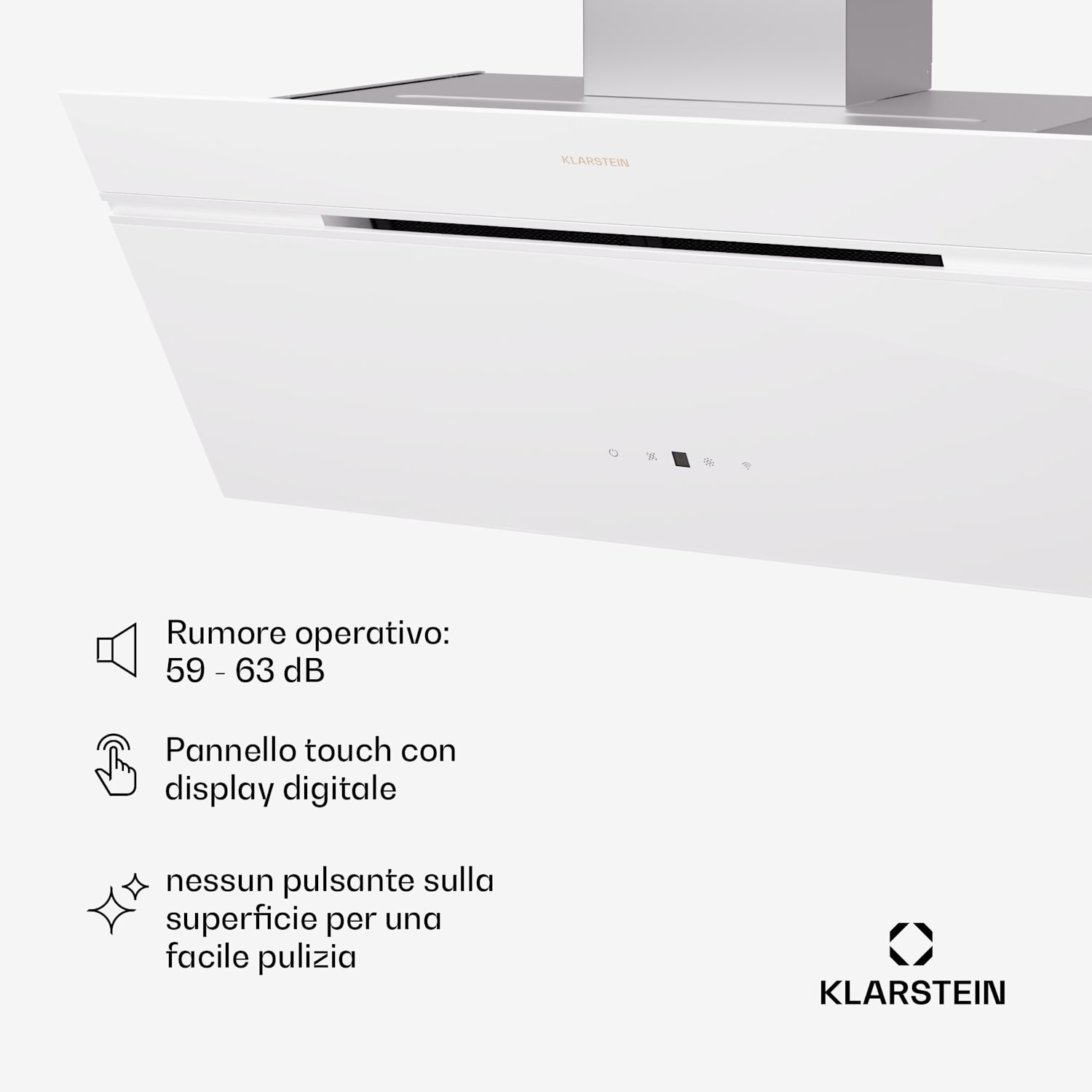 Alina 3.0 90 - Cappa aspirante, 90 cm, 600 m³/ora, schermo LED, luce ambiente, WiFi 