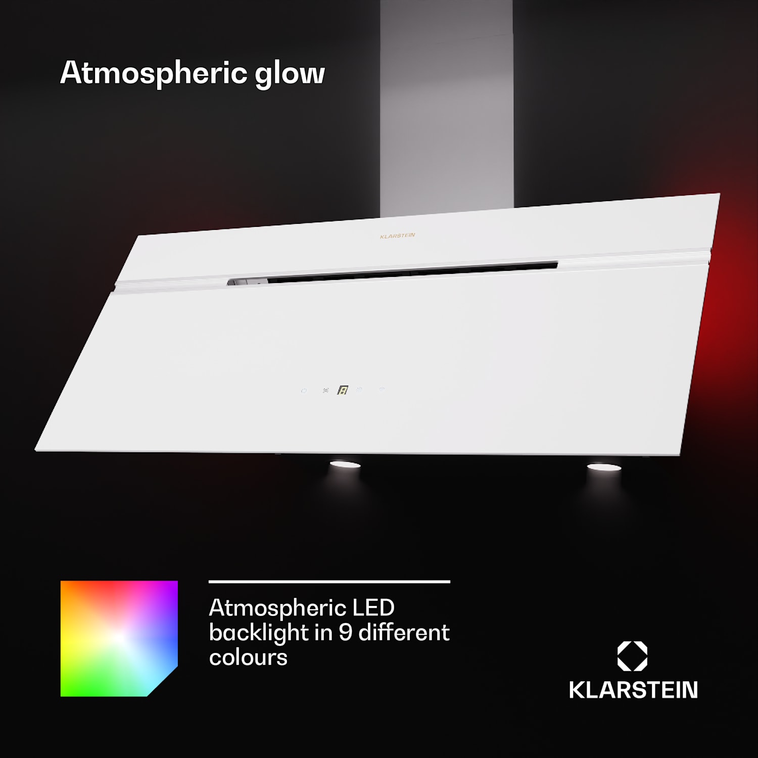 Alina 3.0 90 Smart, okap kuchenny przyścienny, skośny, 90 cm, 600 m³/h, wyświetlacz LED, oświetlenie ambientowe, Wi-Fi