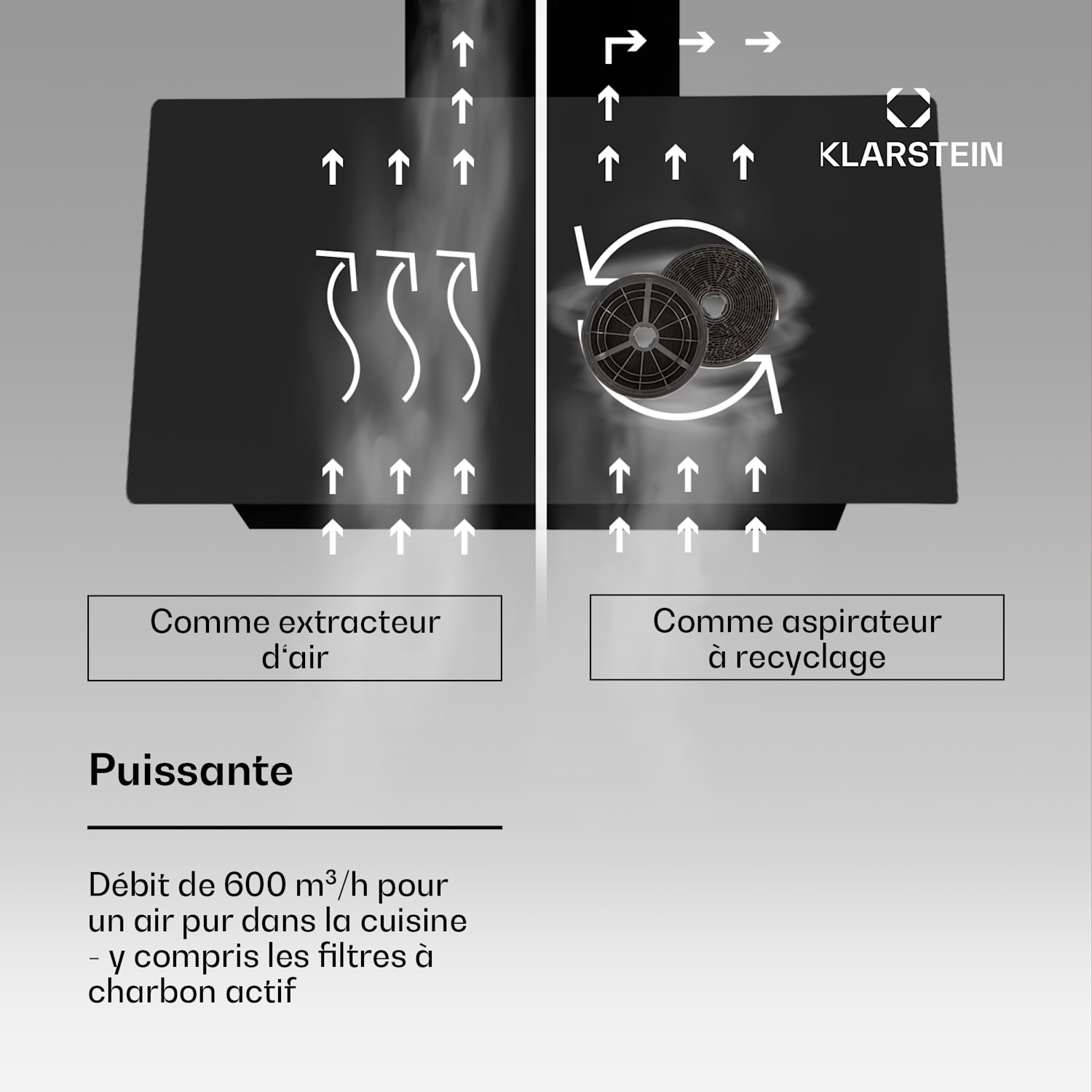 Alina 60 Hotte d'aspiration 60 cm 600 m³/h affichage LED éclairage d'ambiance Façade en verre 60 cm | Crvena
