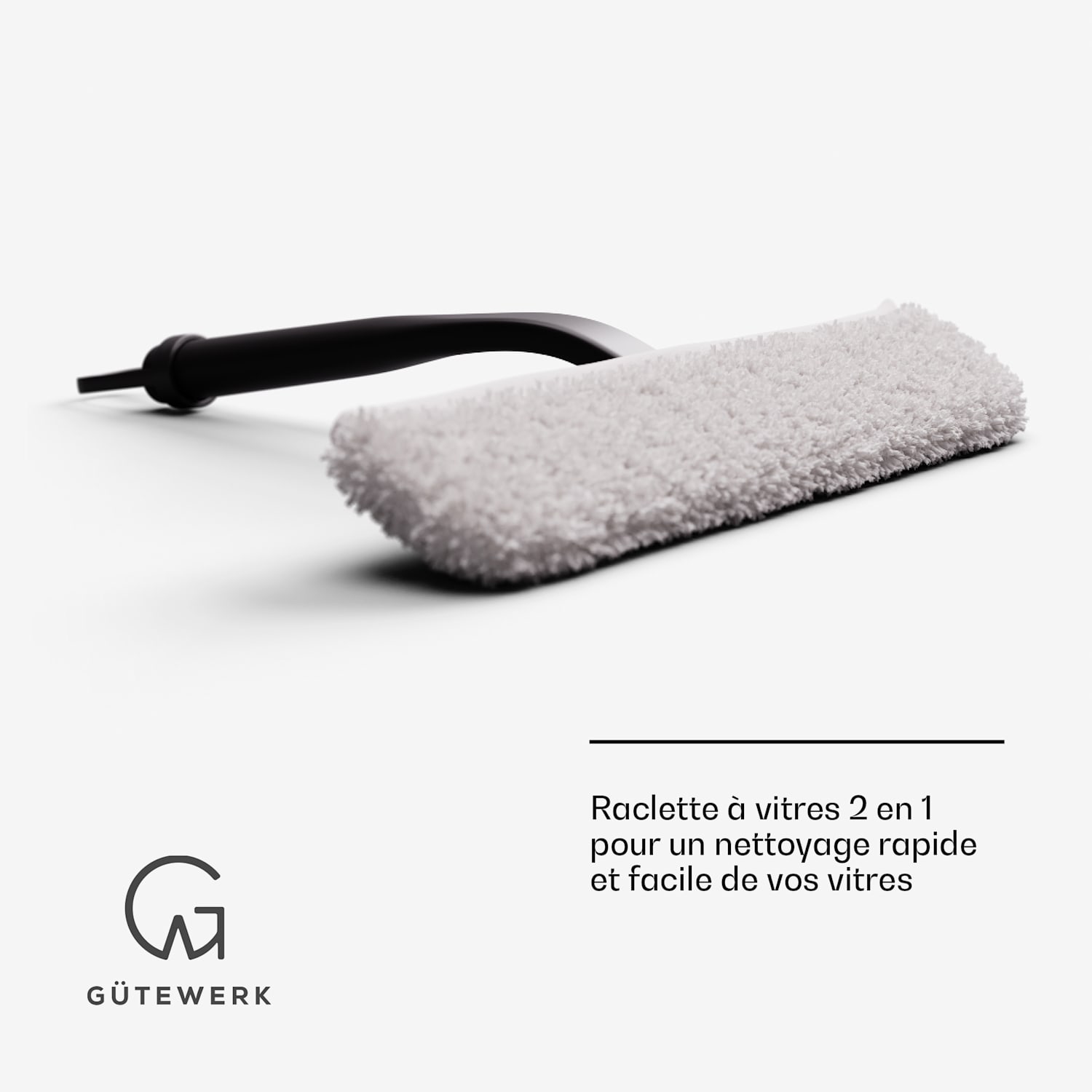 Blaze 2-en-1 raclette à vitres 28 cm raclette en silicone serpillière en microfibre 28 cm | Noir