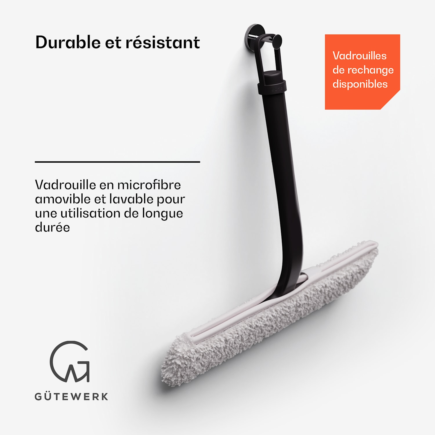 Blaze 2-en-1 raclette à vitres 28 cm raclette en silicone serpillière en microfibre 28 cm | Noir