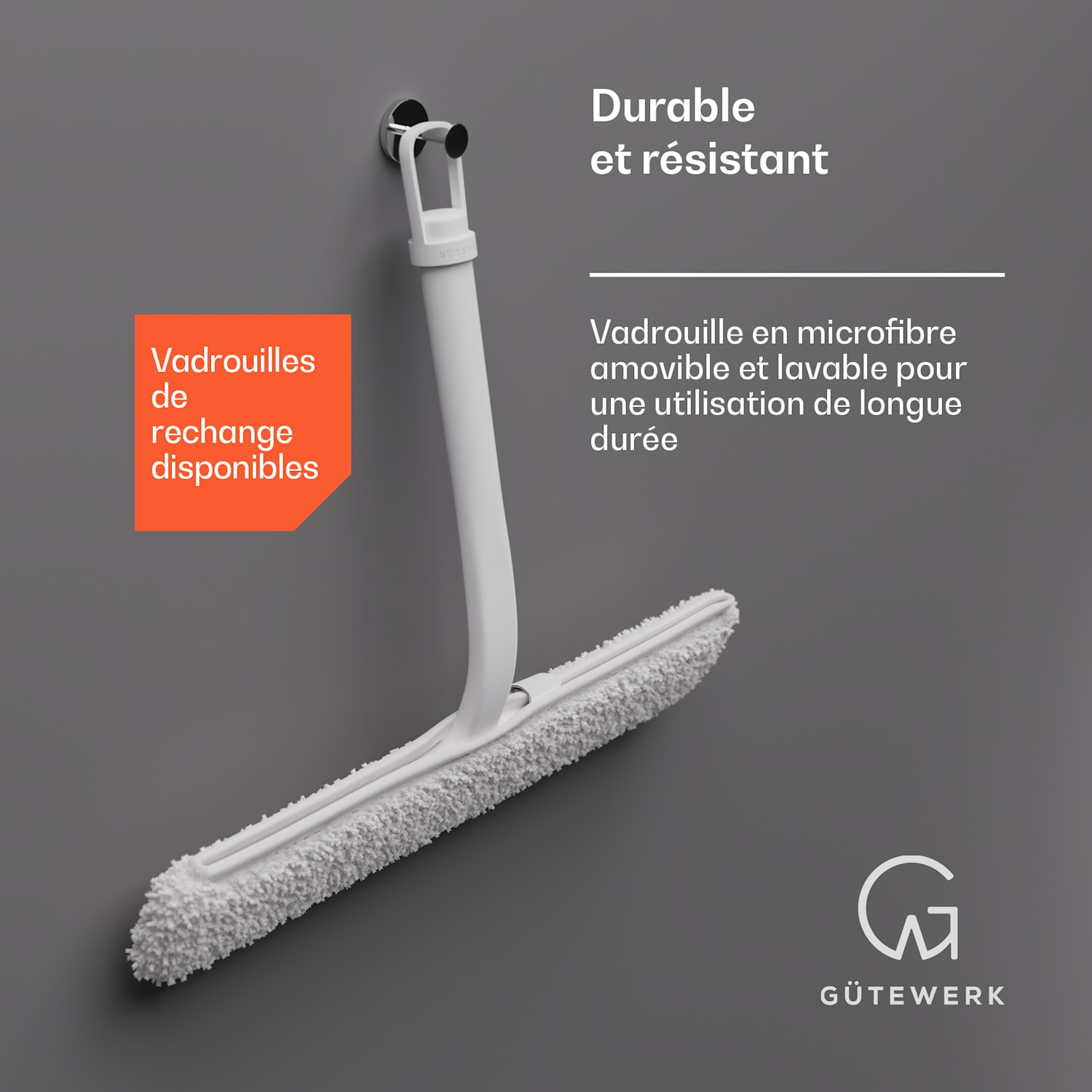 Blaze 2-en-1 raclette à vitres 28 cm raclette en silicone serpillière en microfibre 28 cm | Blanc