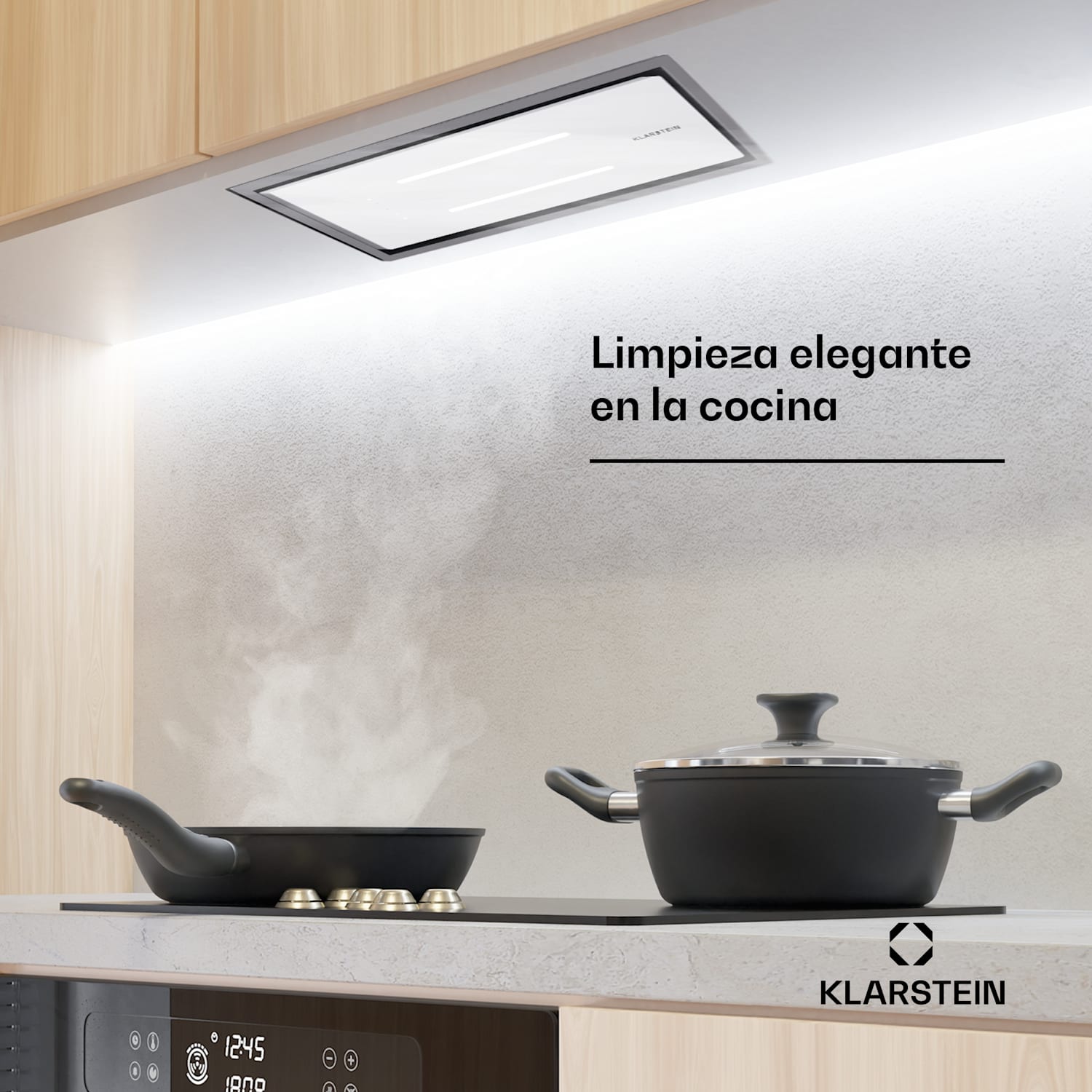 High Line Eco 77 Campana de techo 77 cm 436 m³/h control remoto de etapas luz ambiental 77 cm | Blanco