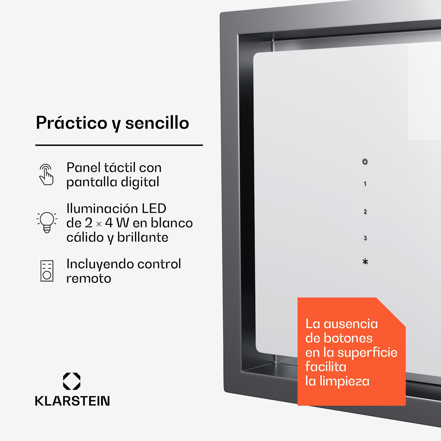 High Line Eco 77 Campana de techo 77 cm 436 m³/h control remoto de etapas luz ambiental 77 cm | Blanco