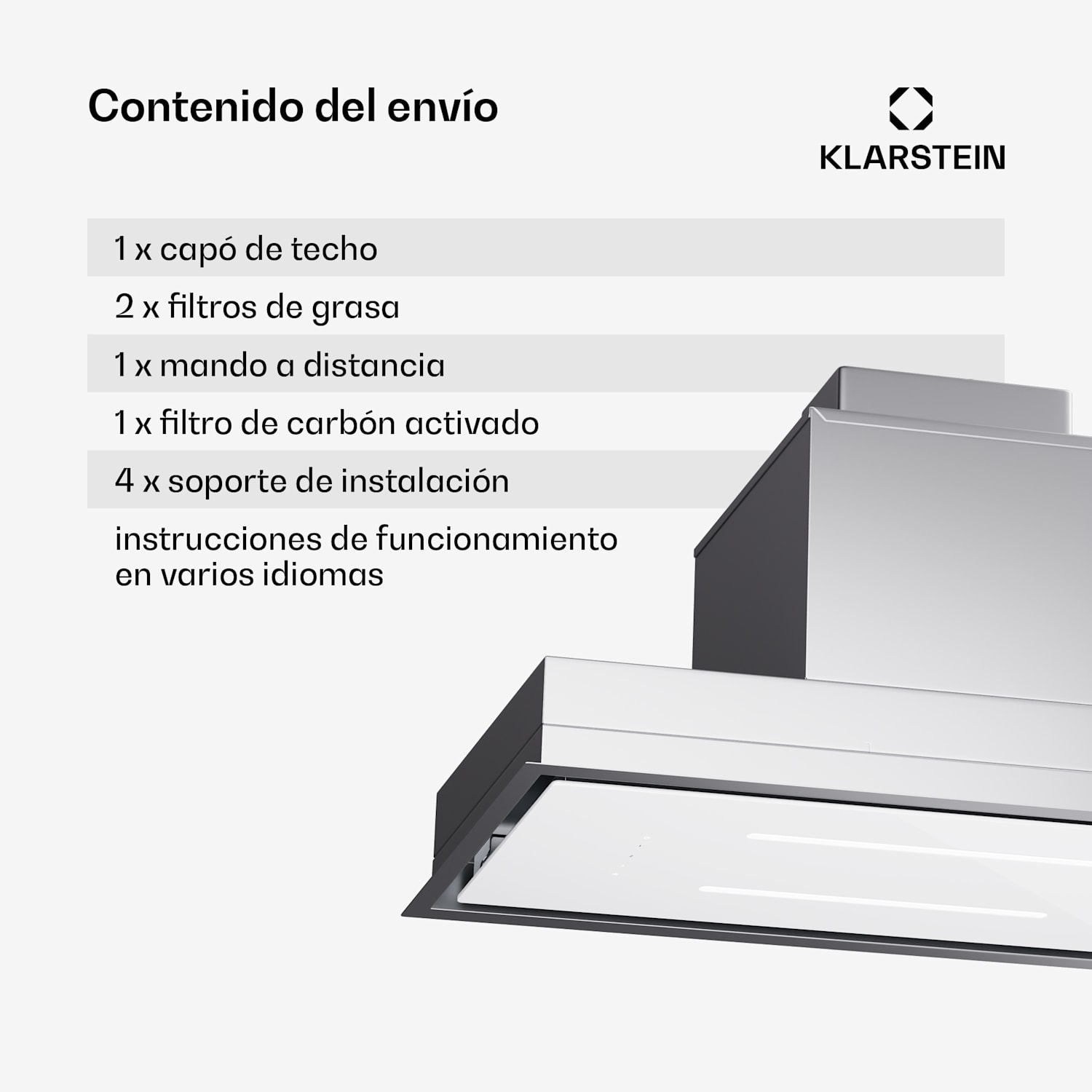 High Line Eco 77 Campana de techo 77 cm 436 m³/h control remoto de etapas luz ambiental 77 cm | Blanco