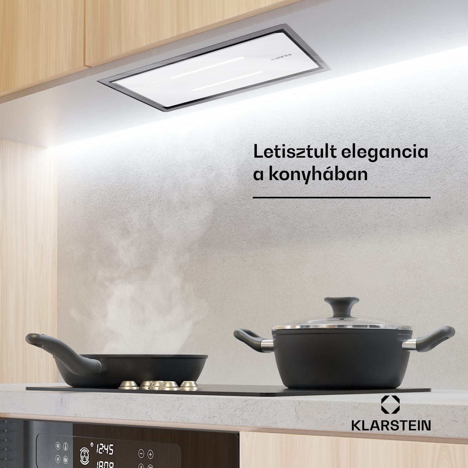 High Line Eco 77, Mennyezeti páraelszívó, 77 cm, 436 m³/ó, fokozatok, távirányító, környezeti világítás 77 cm | Fehér