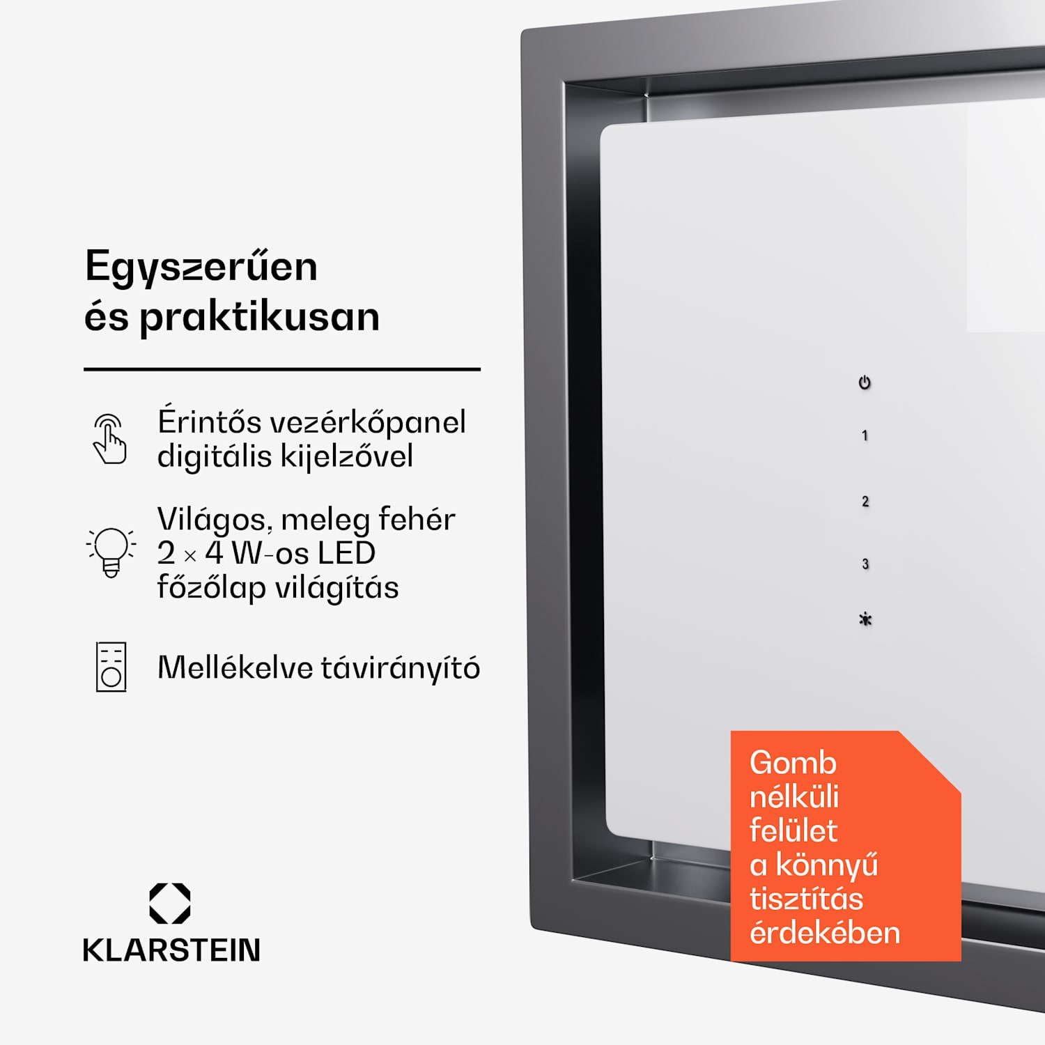 High Line Eco 77, Mennyezeti páraelszívó, 77 cm, 436 m³/ó, fokozatok, távirányító, környezeti világítás 77 cm | Fehér