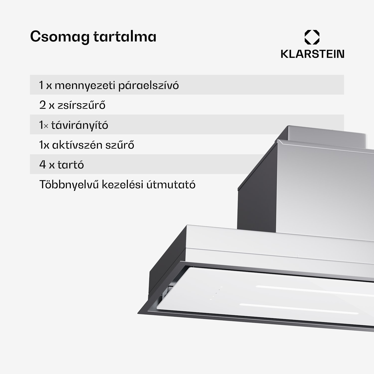 High Line Eco 77, Mennyezeti páraelszívó, 77 cm, 436 m³/ó, fokozatok, távirányító, környezeti világítás 77 cm | Fehér