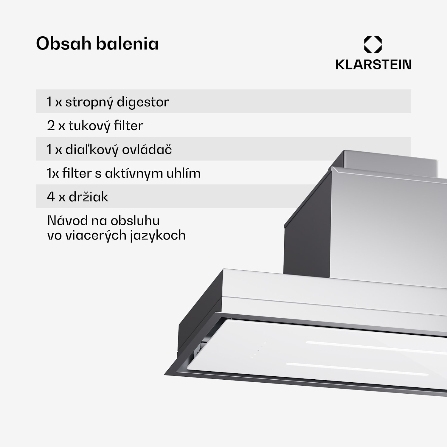 High Line Eco 77, Stropný digestor, 77 cm, 436 m³/h, stupne, diaľkové ovládanie, ambientné osvetlenie 