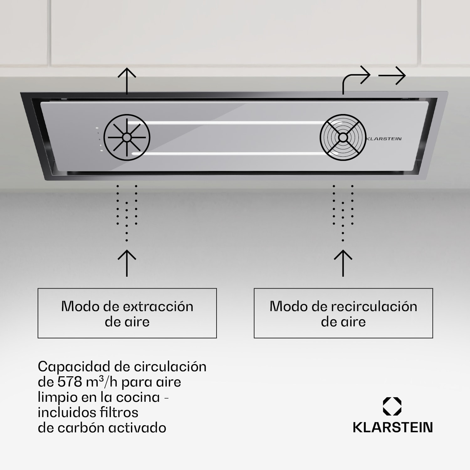 High Line Eco 90 Campana de techo 90 cm 436 m³/h con control remoto y luz ambiental 90 cm | Blanco