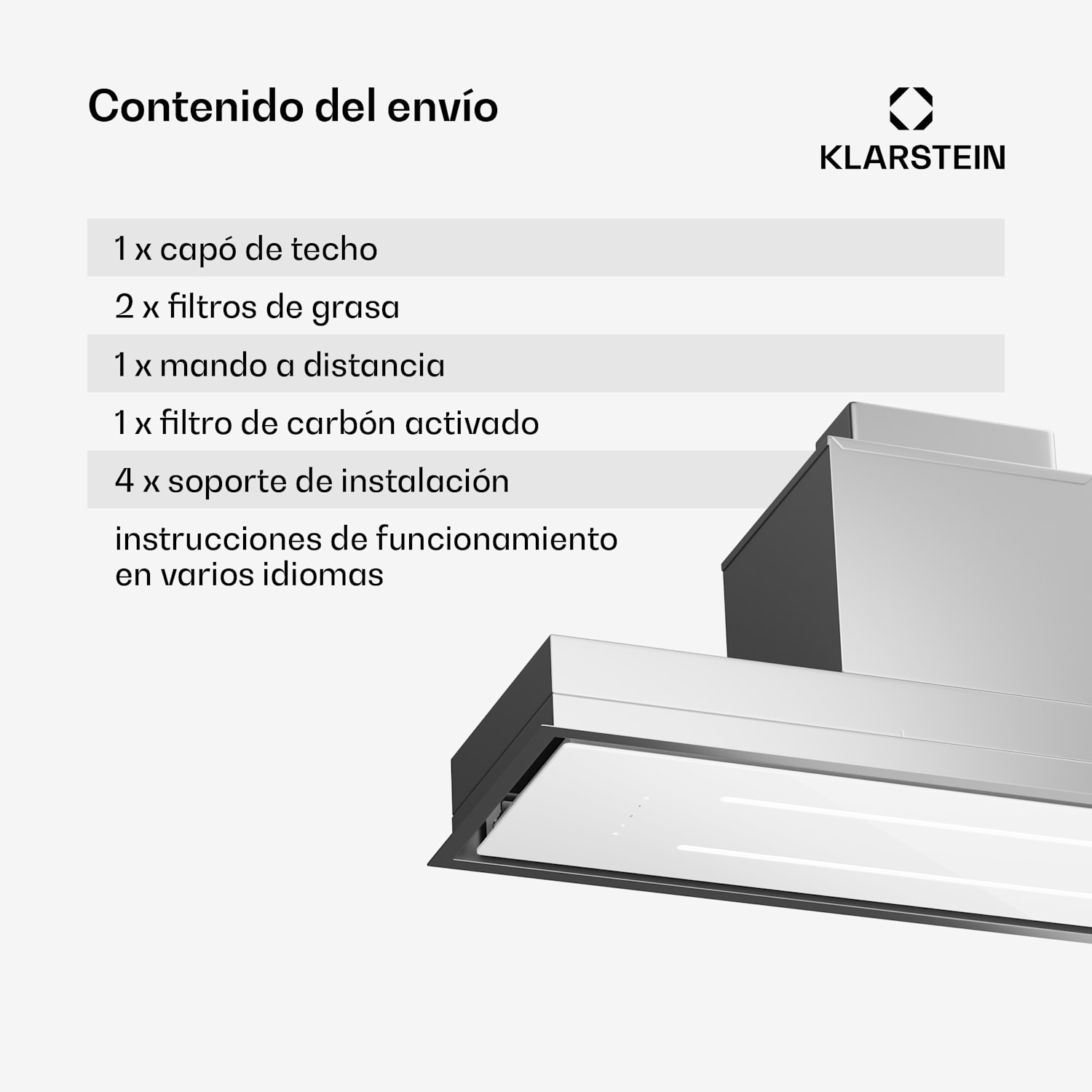 High Line Eco 90 Campana de techo 90 cm 436 m³/h con control remoto y luz ambiental 90 cm | Blanco