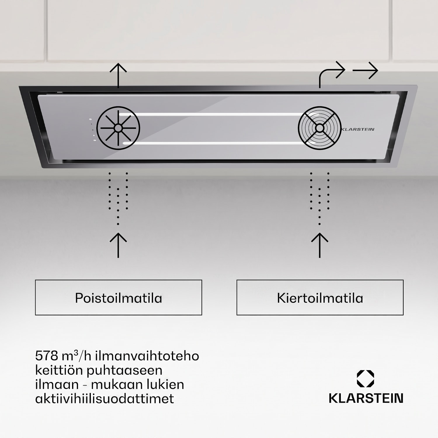 High Line Eco 90 kattotuuletin 90 cm 436 m³/h portaallinen kaukosäädin ambient-valo 90 cm | Valkoinen