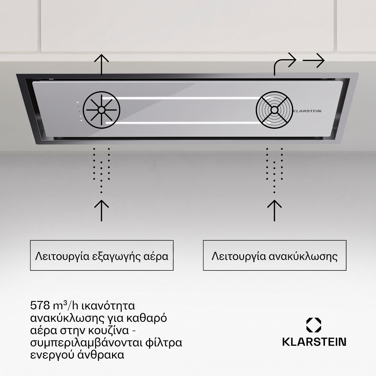 High Line Eco 90 απορροφητήρας οροφής 90 cm 436 m³/h ρυθμιζόμενος τηλεχειρισμός φωτισμός περιβάλλοντος 90 εκ | Λευκό