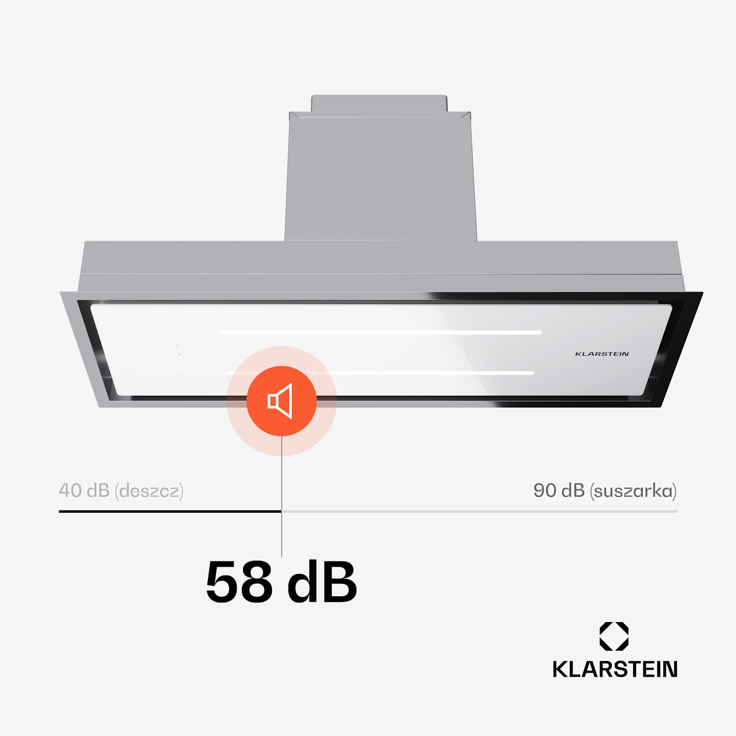 High Line Eco 90, okap kuchenny sufitowy, 90 cm, 436 m³/h, pilot, oświetlenie otoczenia 90 cm | Biały