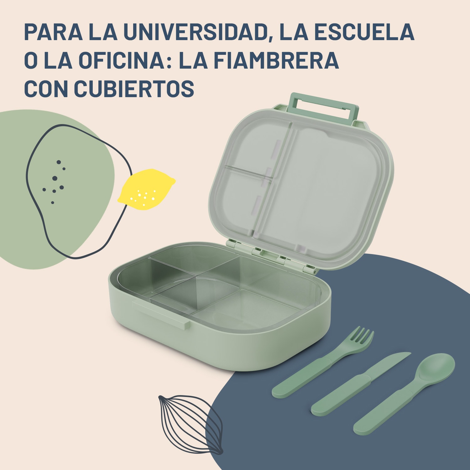 Bunko fiambrera 3 compartimentos 3 piezas Medidas: aprox. 21 x 14,5 x 5,5 cm (ancho x alto x fondo) Musgo