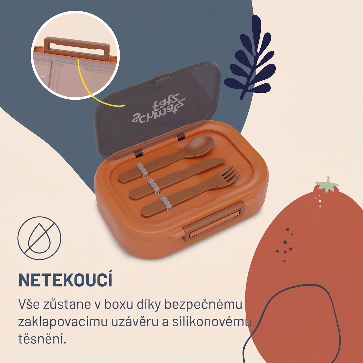 Bunko, svačinový box, 3 přihrádky, 3dílný příbor Rozměry: cca 21 x 14,5 x 5,5 cm (Š x V x H) Oranžová