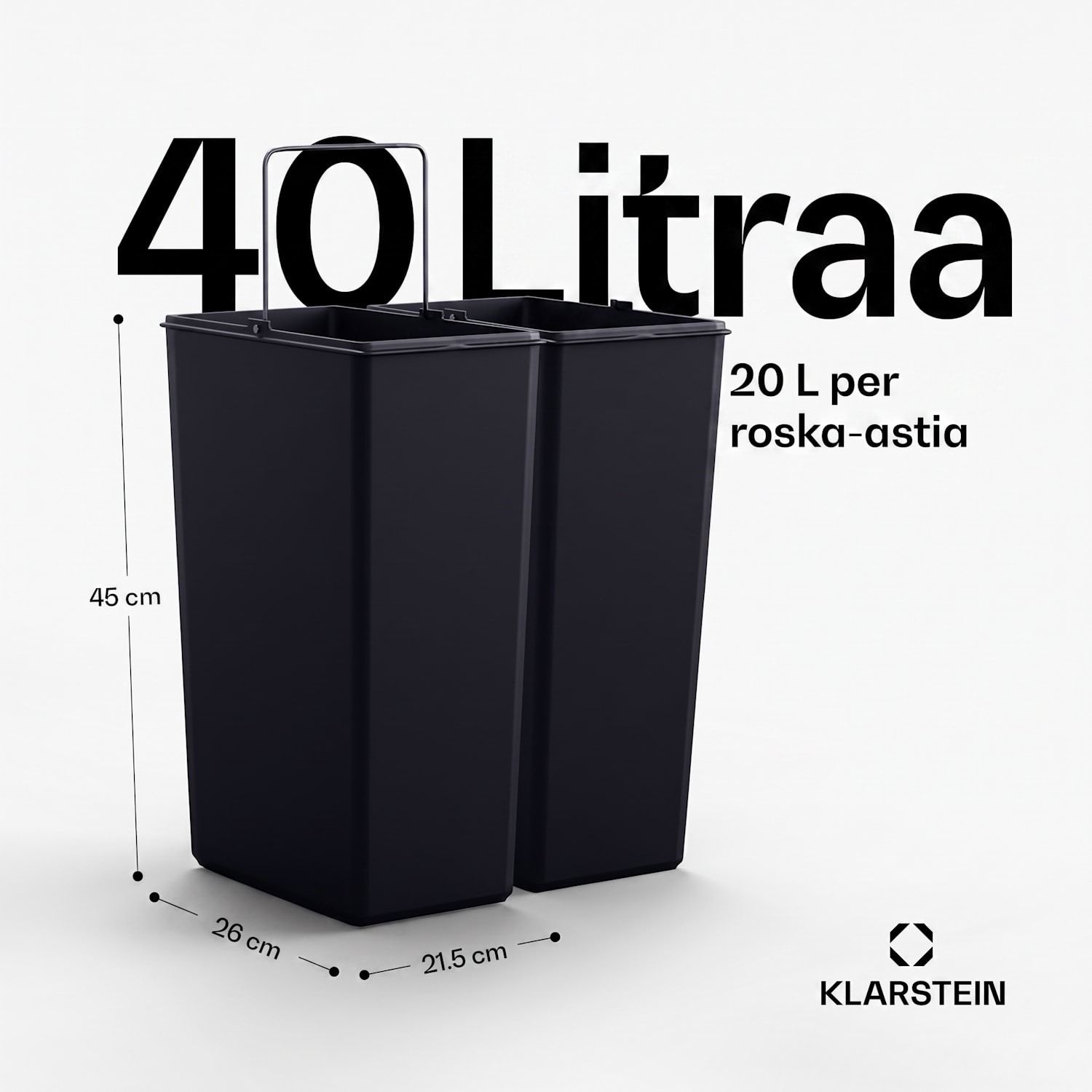 Grama 40 poljinroskis 40 l / 2 x 20 l meluton PP retro 40 l | Musta
