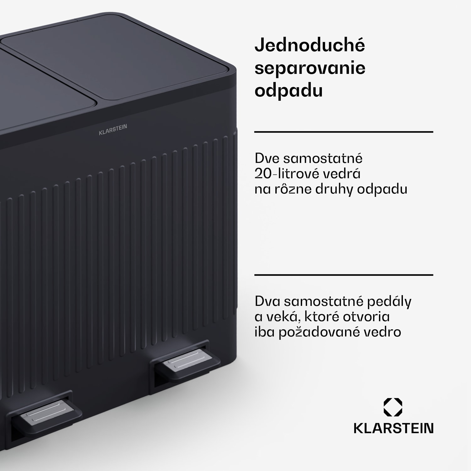 Grama 40, pedálový kôš, 40L / 2x20L, bezhlučný, PP plast, retro