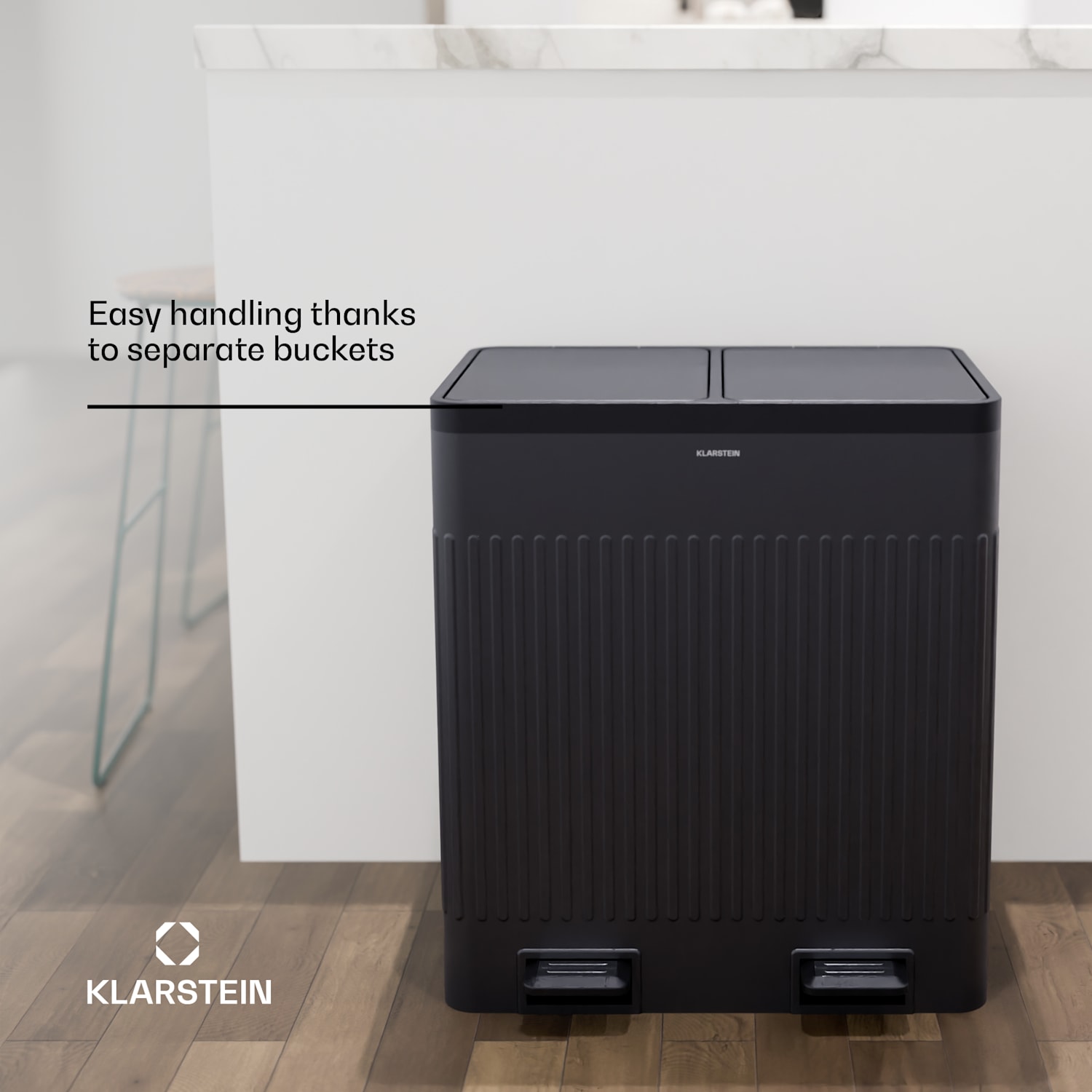 Grama 40 pedal bin 40L / 2x20L noiseless PP retro 40 Ltr | Black