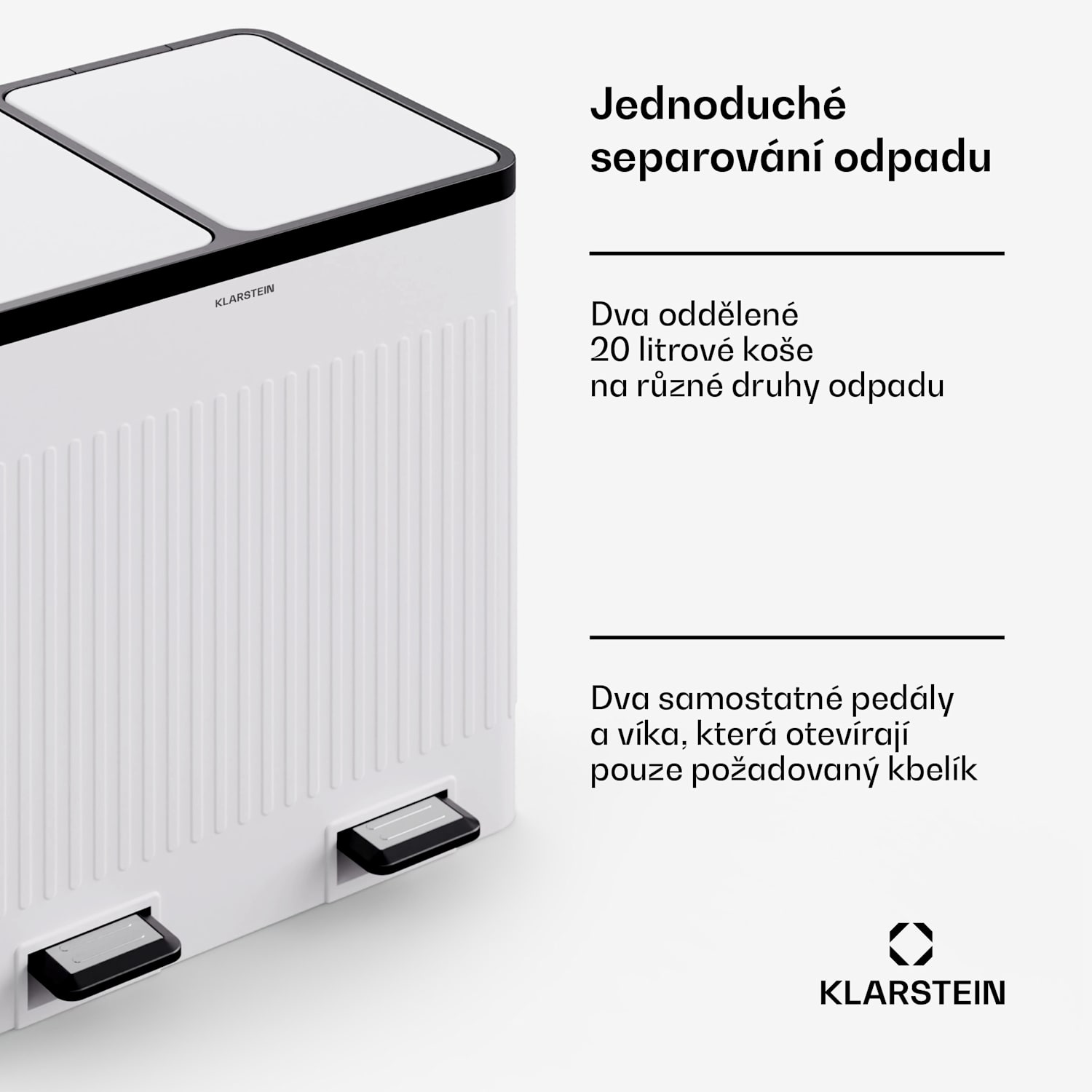 Grama 40, pedálový koš, 40 L/2x20 L, bezhlučný, PP plast, retro