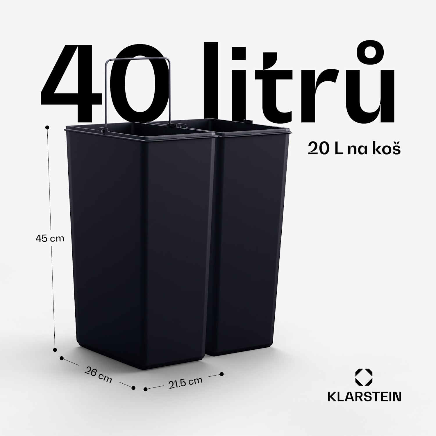 Grama 40, pedálový koš, 40 L/2x20 L, bezhlučný, PP plast, retro