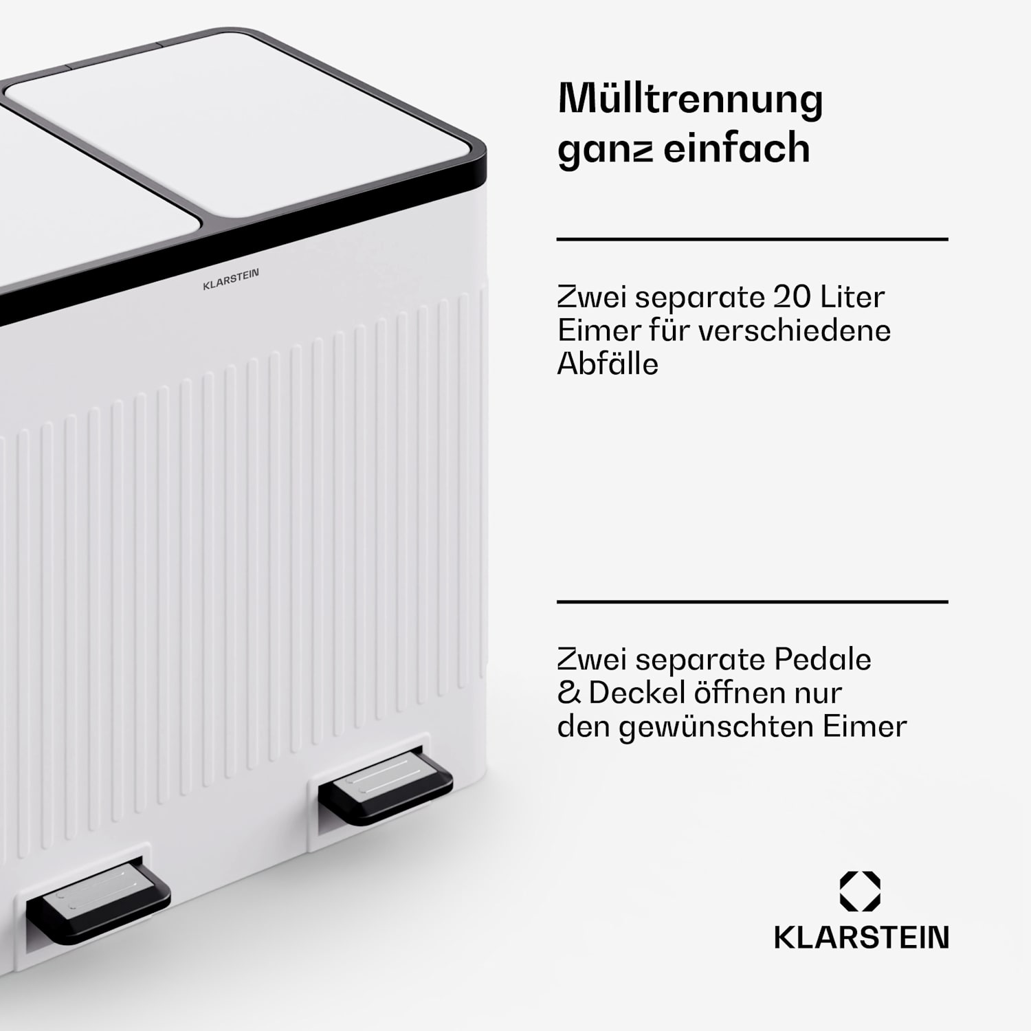 Grama 40 - Cestino a pedale, 40L/2x20L, silenzioso, PP, rétro 