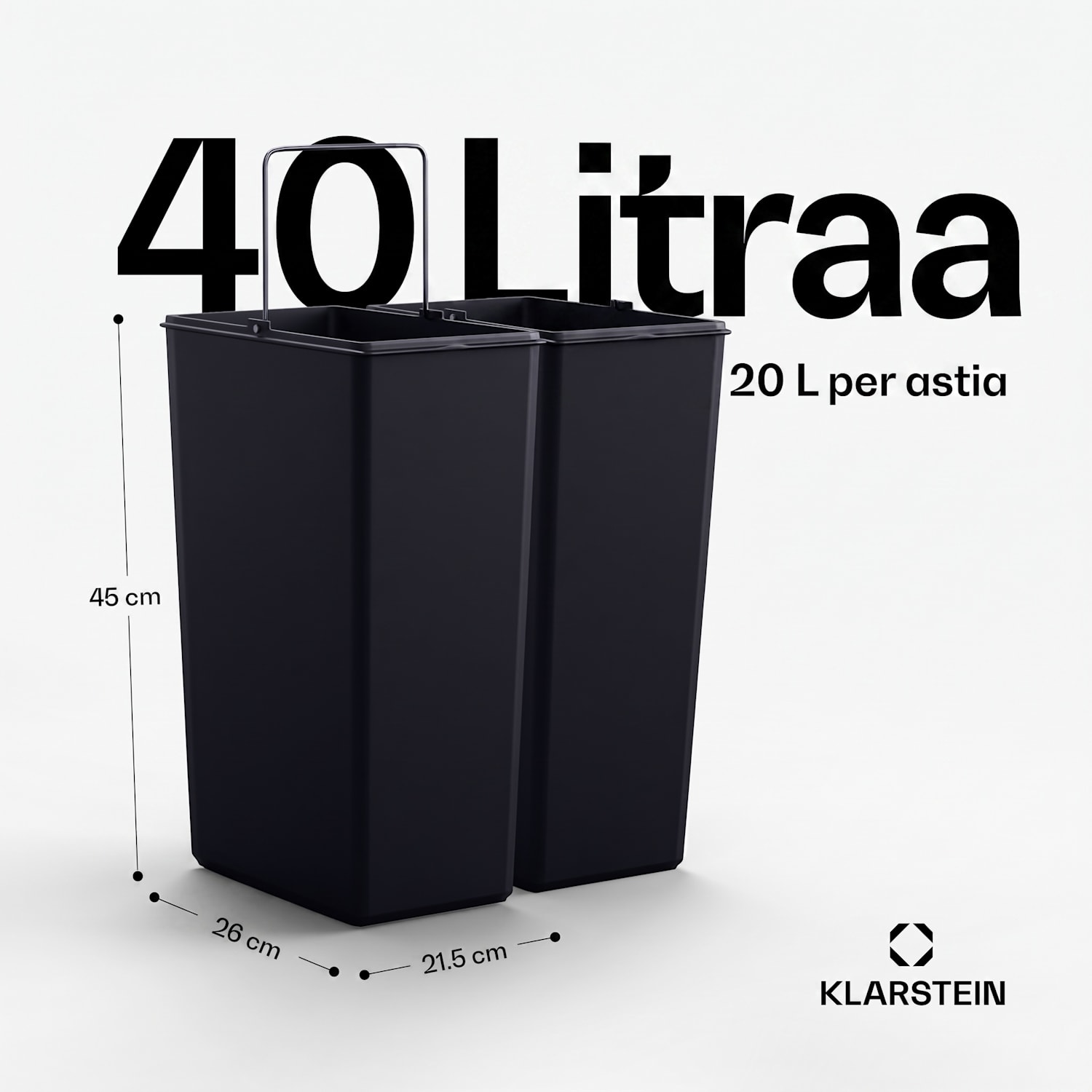 Grama 40 poljinroskis 40 l / 2 x 20 l meluton PP retro 40 l | Valkoinen