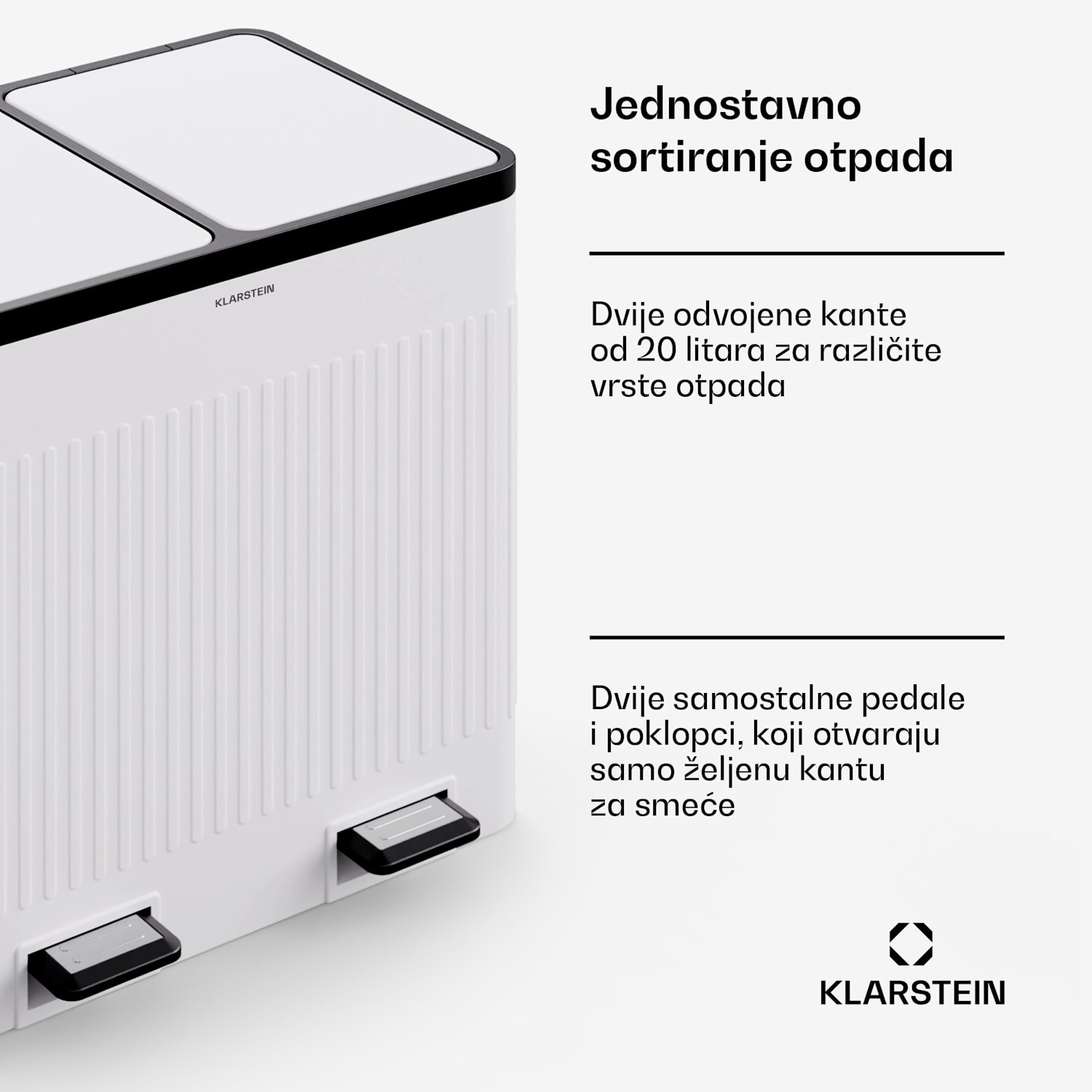 Grama 40, korpa za pedale, 40L / 2x20L, bešumna, PP plastika, retro 