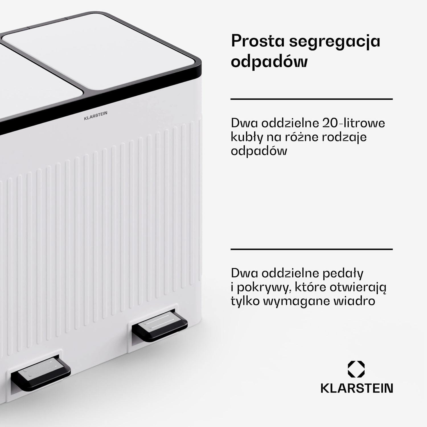Grama 40, kosz na śmieci z pedałami, 40 l/2 x 20 l, cichy domyk, PP, retro