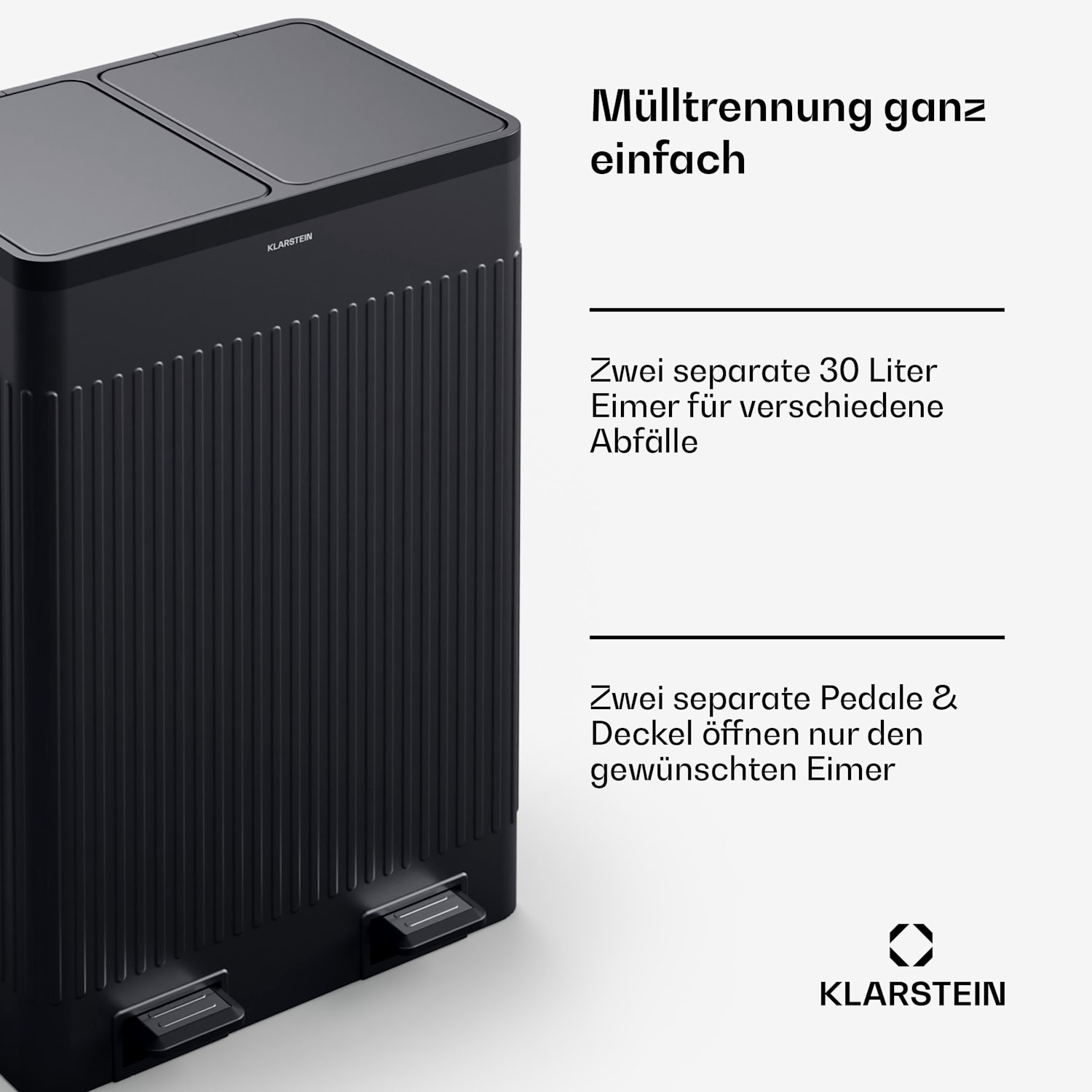 Grama 60 Treteimer 60L / 2x30L geräuschlos PP Retro 60 L | Schwarz