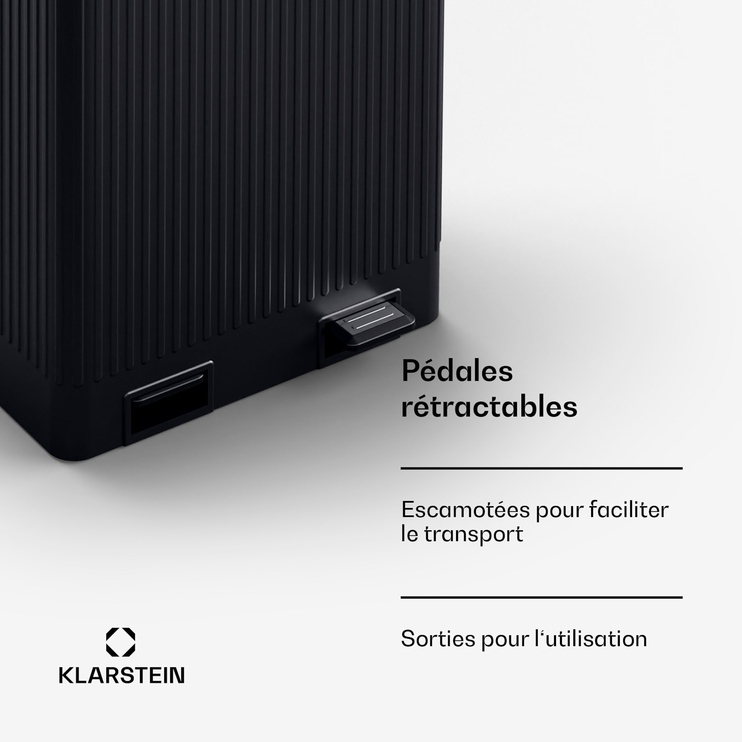 Grama 60 Poubelle à pédale 60 L / 2x30 L silencieuse PP Rétro 60 L | Noir
