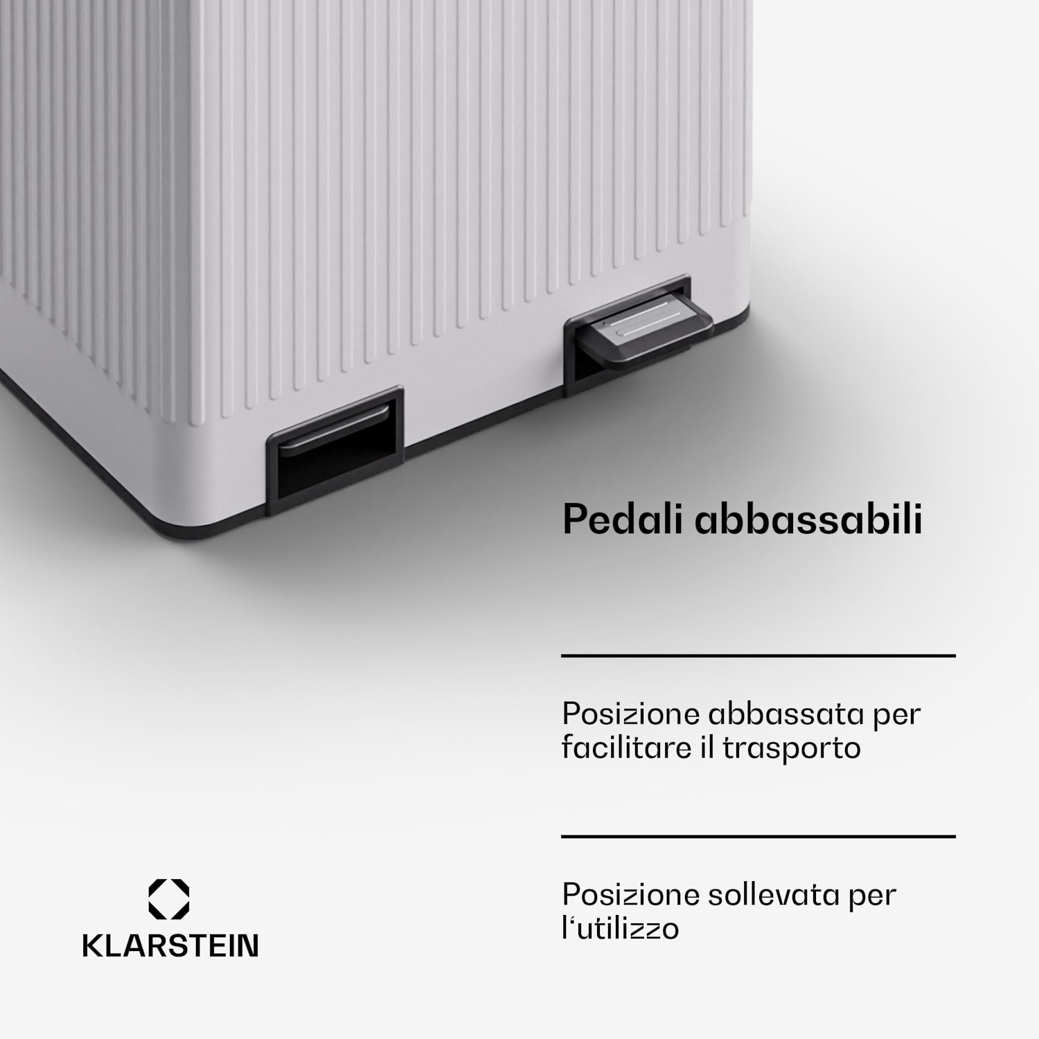 Grama 60 - Cestino a pedale, 60L/2x30L, silenzioso, PP, rétro 60 Ltr | Bianco