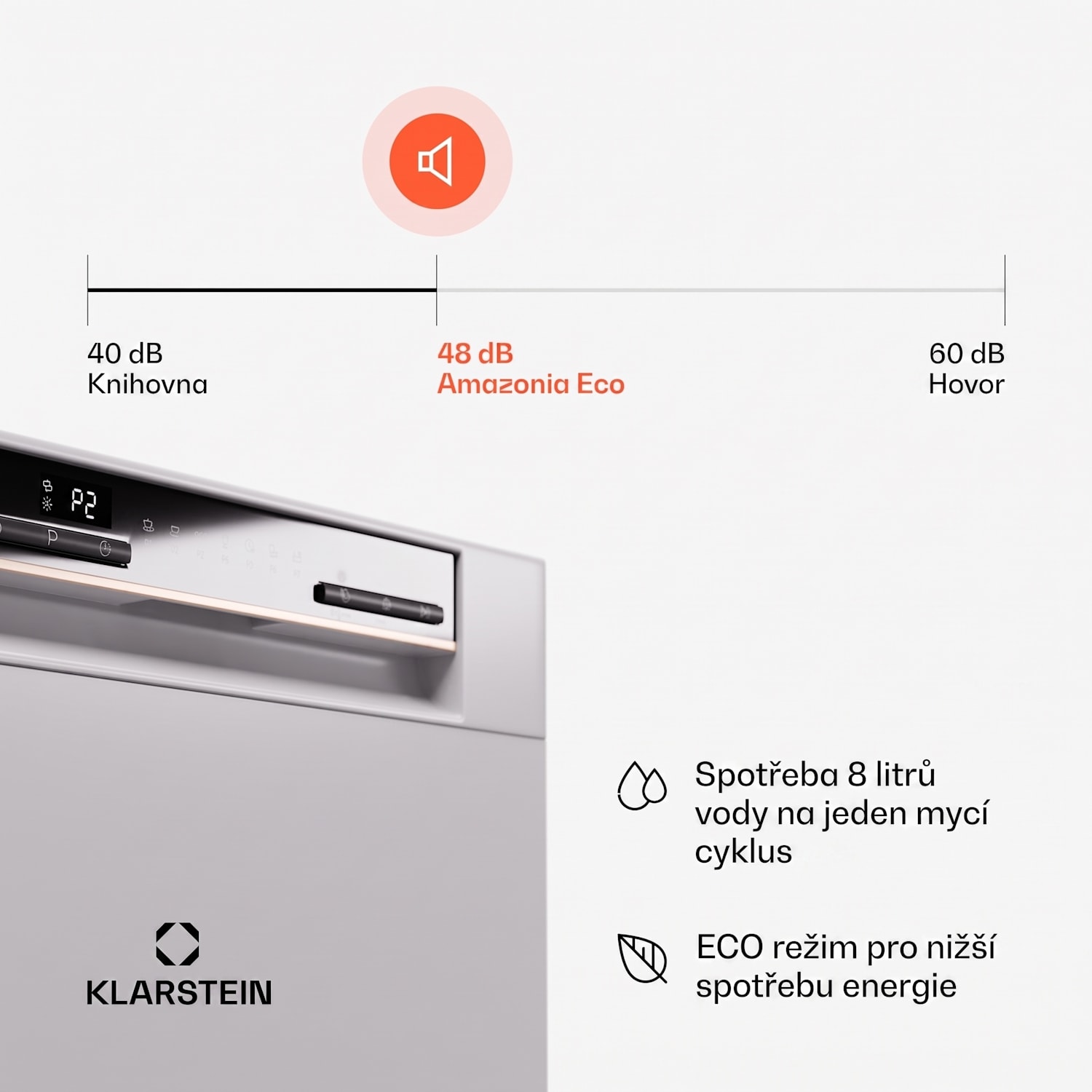 Amazonia Eco 8, myčka nádobí Červená / Stříbrná metalíza