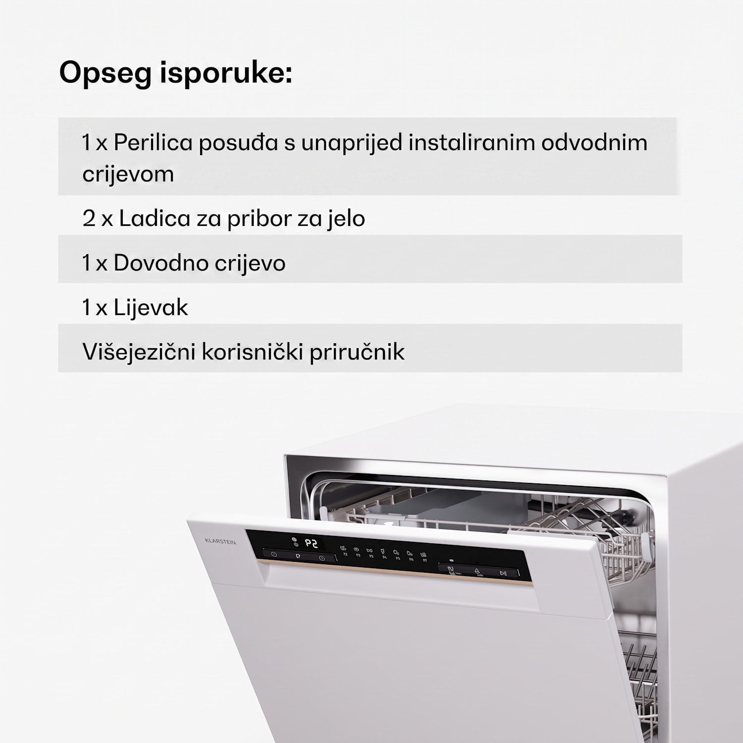 Amazonia Eco 8, perilica posuđa Bijela / Srebrna metalik