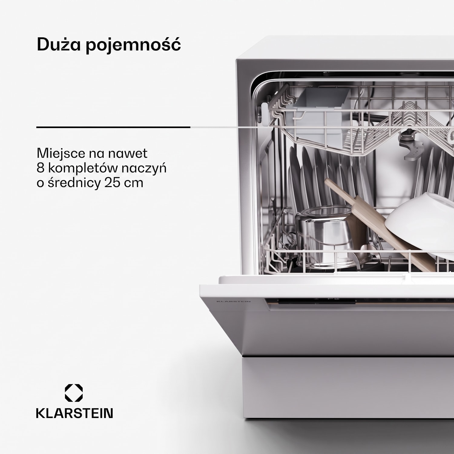 Amazonia Eco 8 zmywarka do naczyń Biały / Srebrny Metal