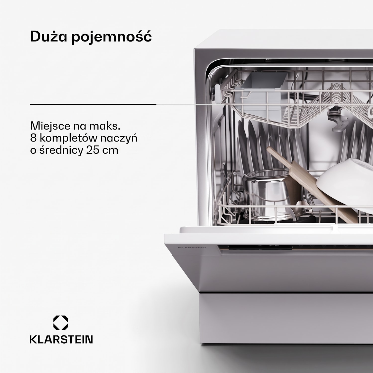 Amazonia Eco 8 zmywarka do naczyń Biały / Srebrny Metal