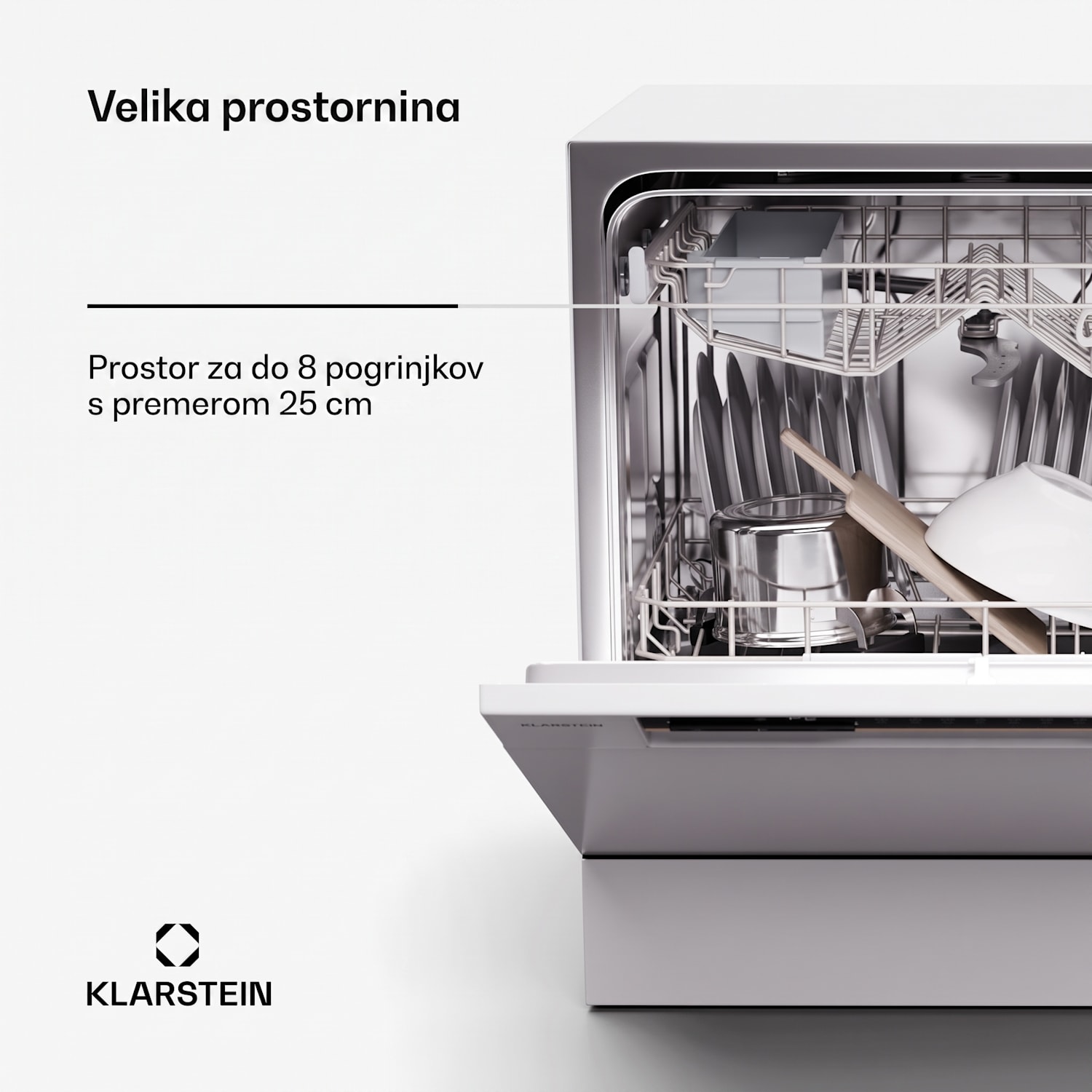 Amazonia Eco 8, pomivalni stroj Bela / Srebrna kovinska barva