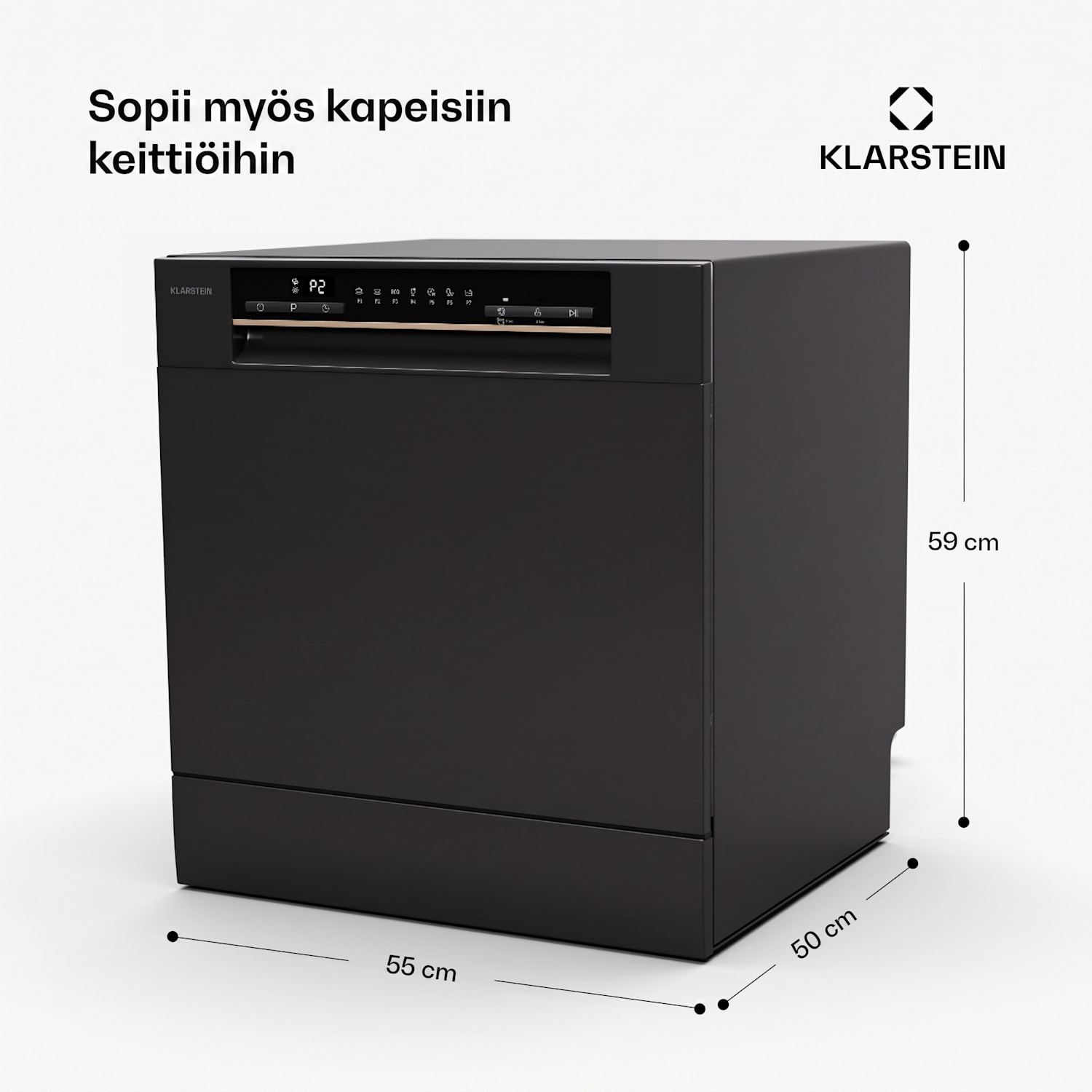 CloudShade markiisi | Älykäs ohjaus | UV-suoja | Seinälle asennettava 250 cm | Avoin taitettava varsi markiisi | Tummanharmaa