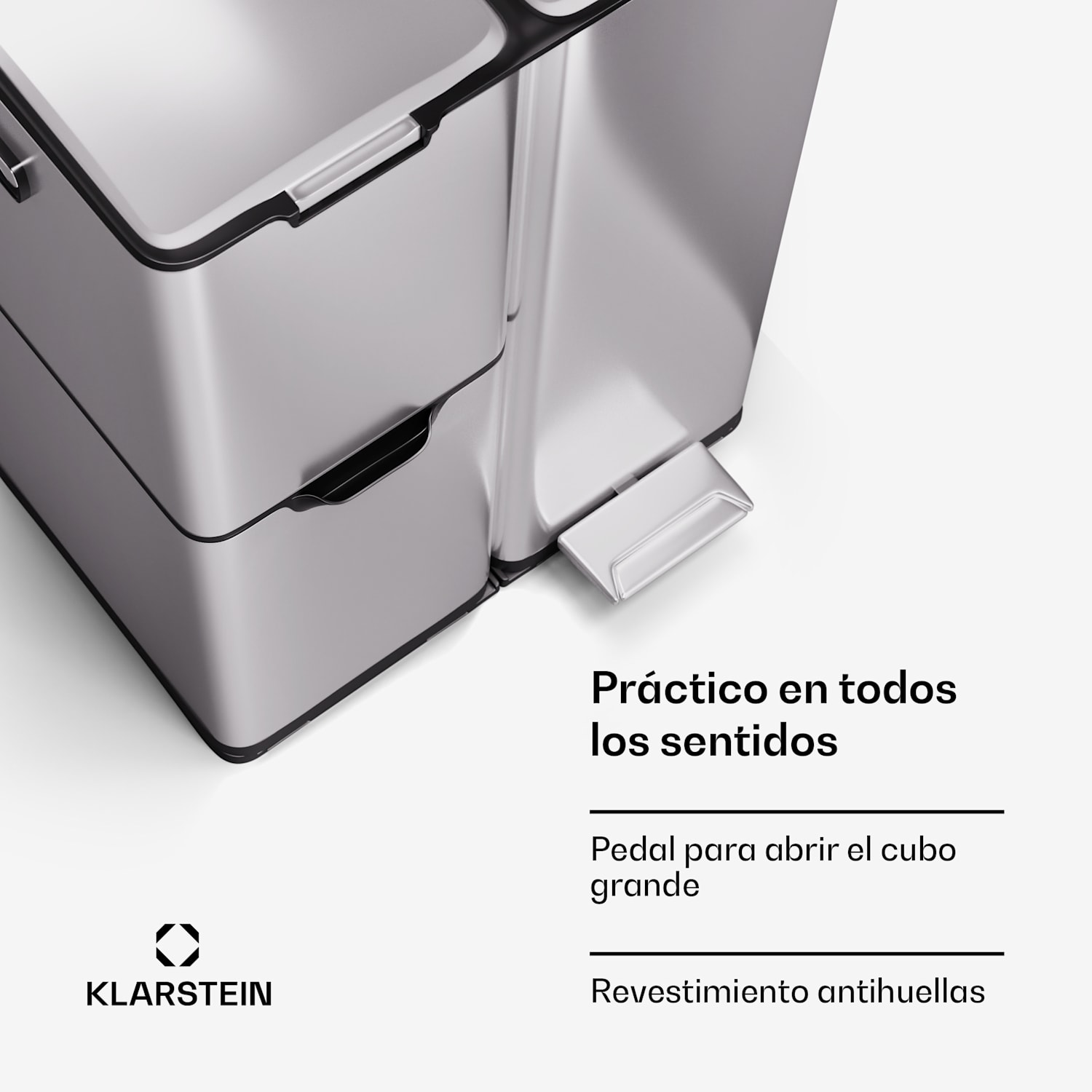 Papelera 3 en 1 Tiyo 60 litros extraíble con cierre suave 60 L | Acero Inoxidable