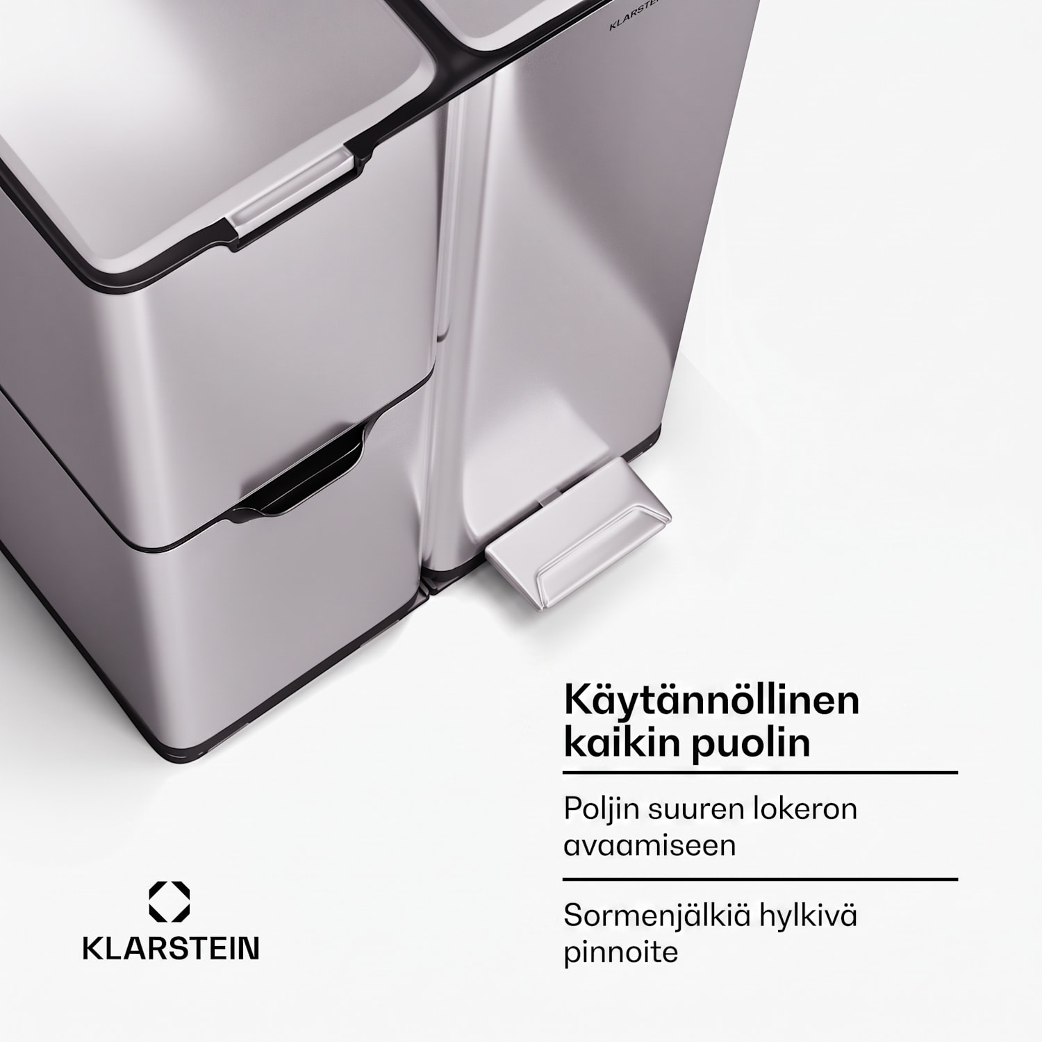 Tiyo 3-in-1 jäteastia 60 L irrotettavalla sisäastiolla Soft-Close 60 L | Ruostumaton Teräs