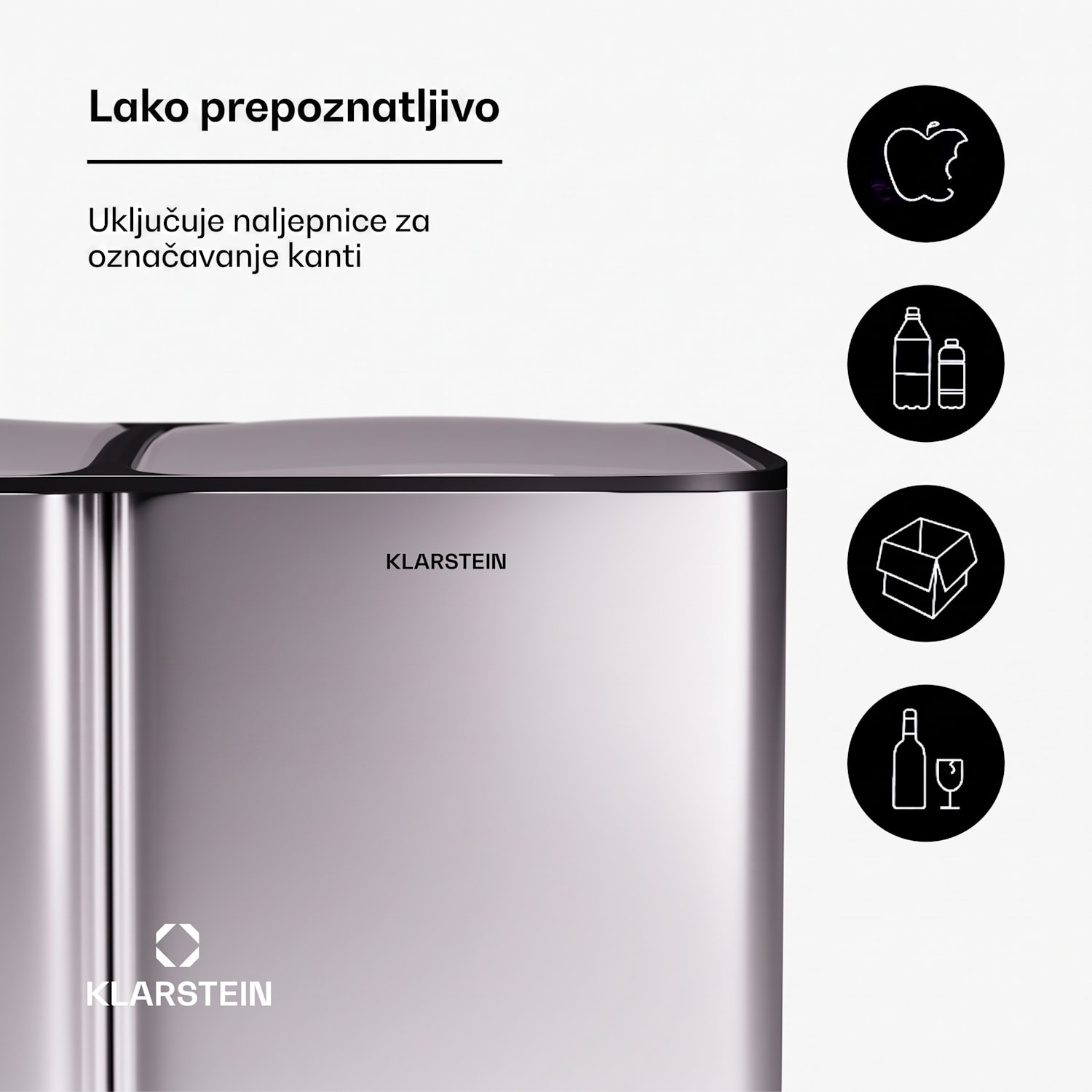 Tiyo 3 u 1 kanta za smeće 60 litara, uklonjiva košara s mekim zatvaranjem 60 L | Nehrđajući čelik
