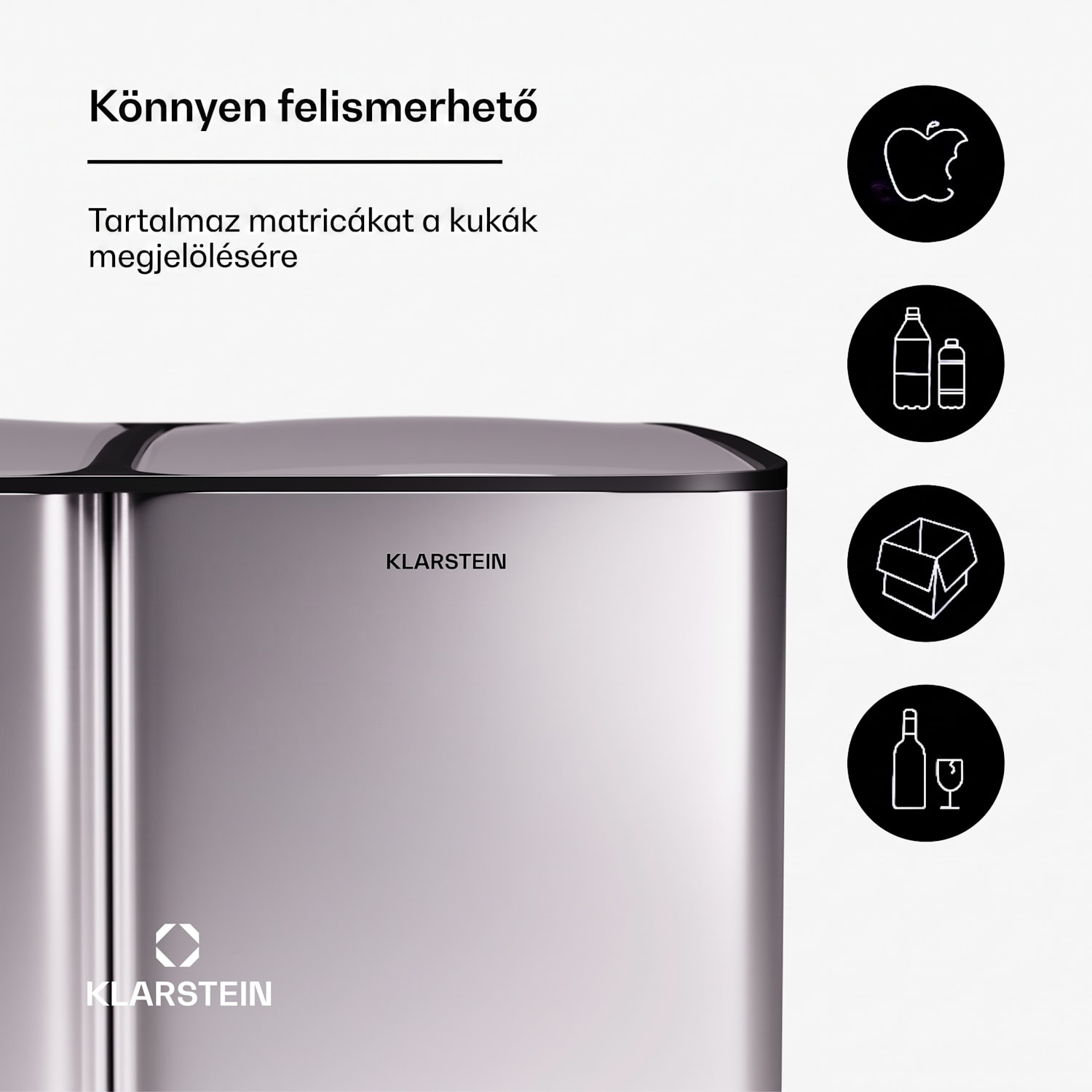 Tiyo 3 az 1-ben, szemetes, 60 literes, kivehető kosár, puha záródású 60 L | Rozsdamentes acél