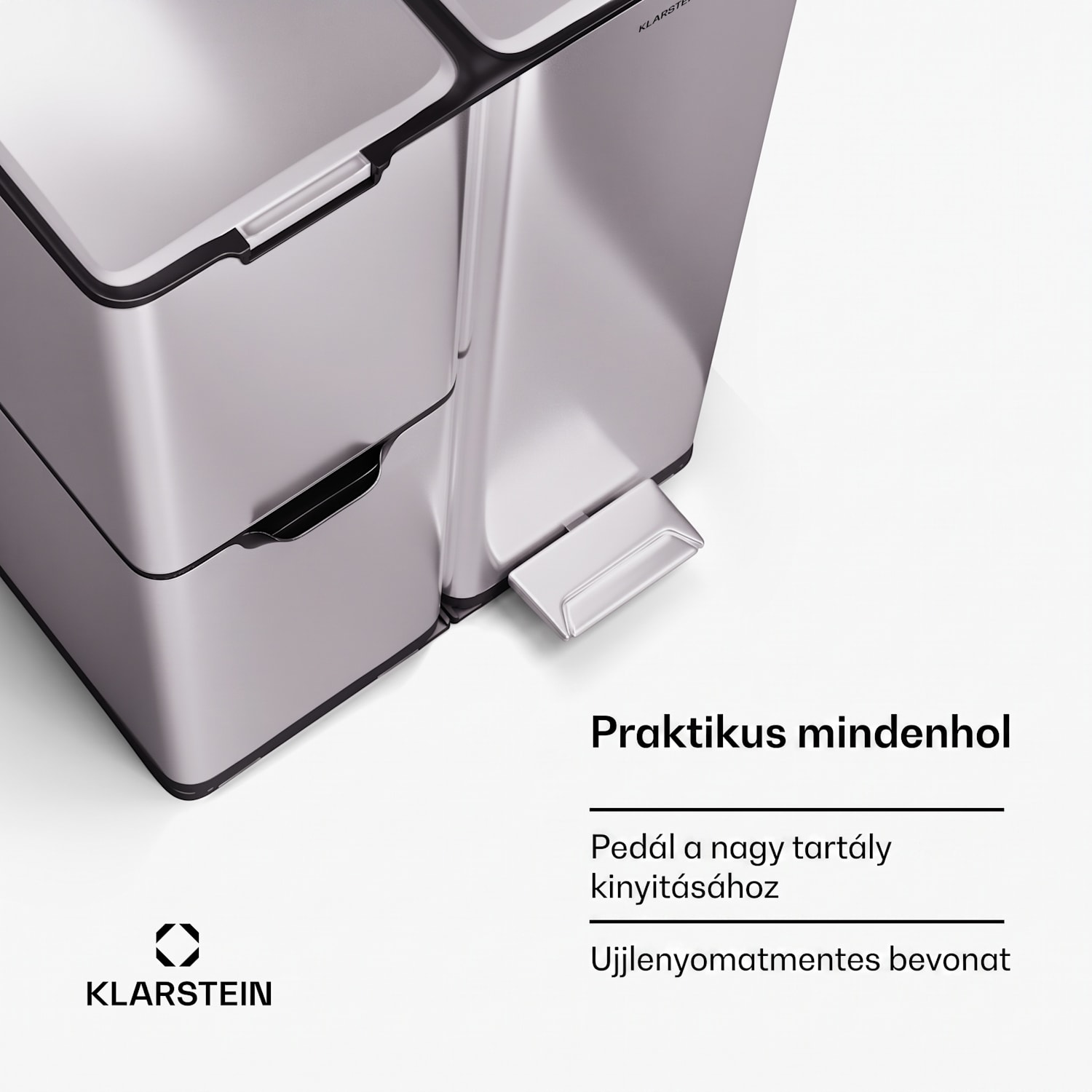 Tiyo 3 az 1-ben, szemetes, 60 literes, kivehető kosár, puha záródású 60 L | Rozsdamentes acél