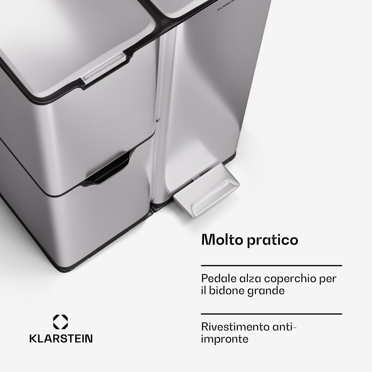 Tiyo 3-in-1 - Cestino dei rifiuti, 60 L, contenitori estraibili, Soft-Close 60 Ltr | Acciaio inox