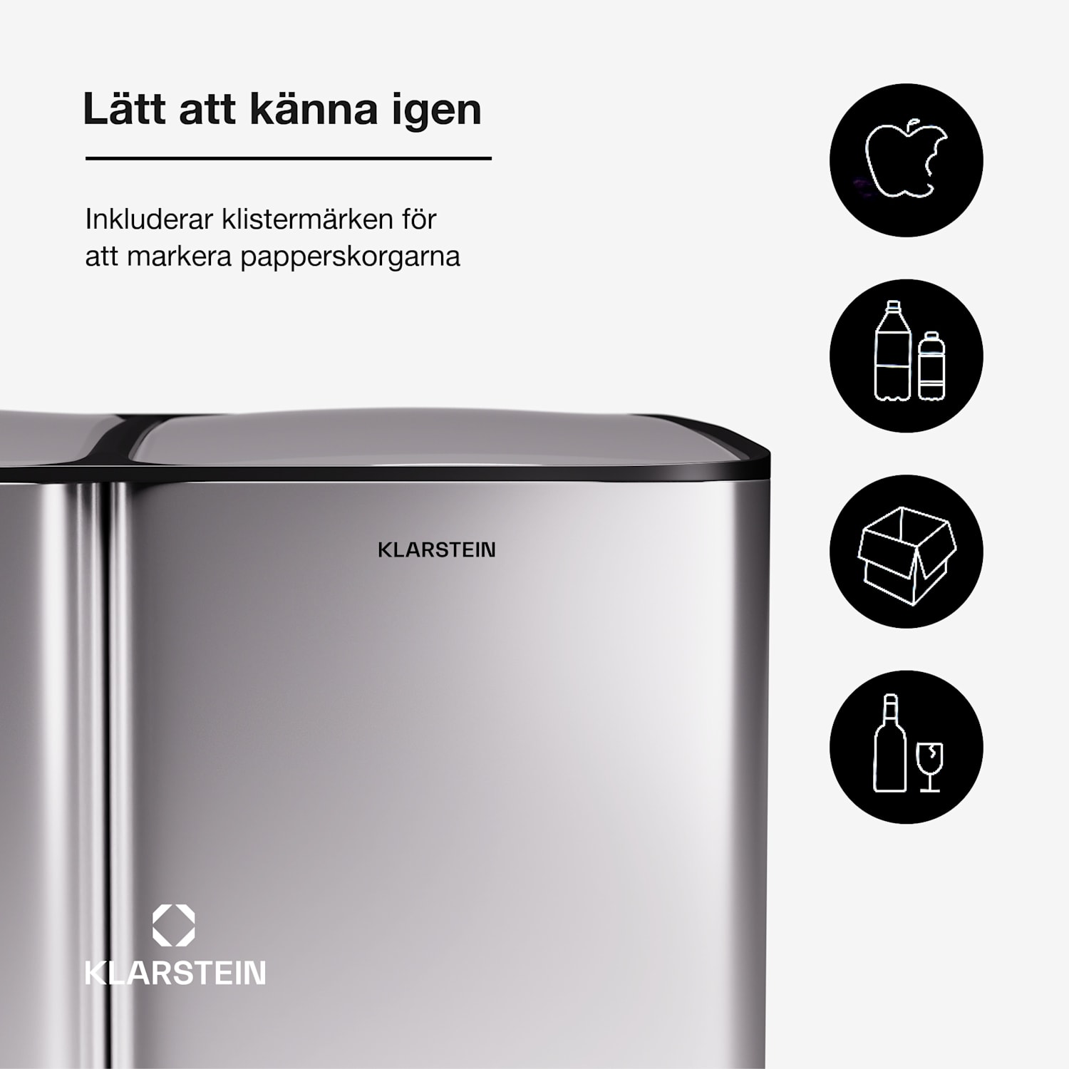Tiyo 3-i-1 soptunna 60 L avtagbar hink Soft-Close 60 L | Rostfritt Stål