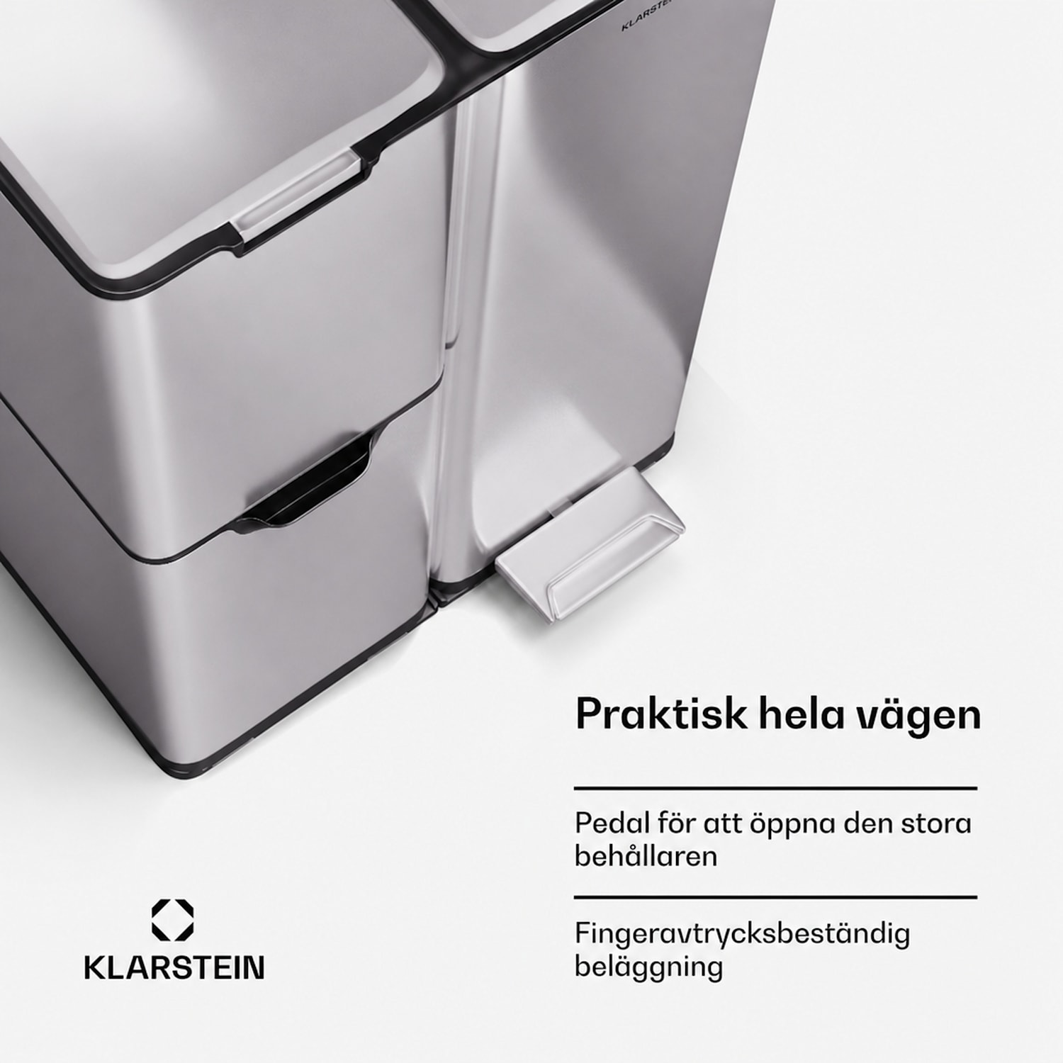 Tiyo 3-i-1 soptunna 60 L avtagbar hink Soft-Close 60 L | Rostfritt Stål